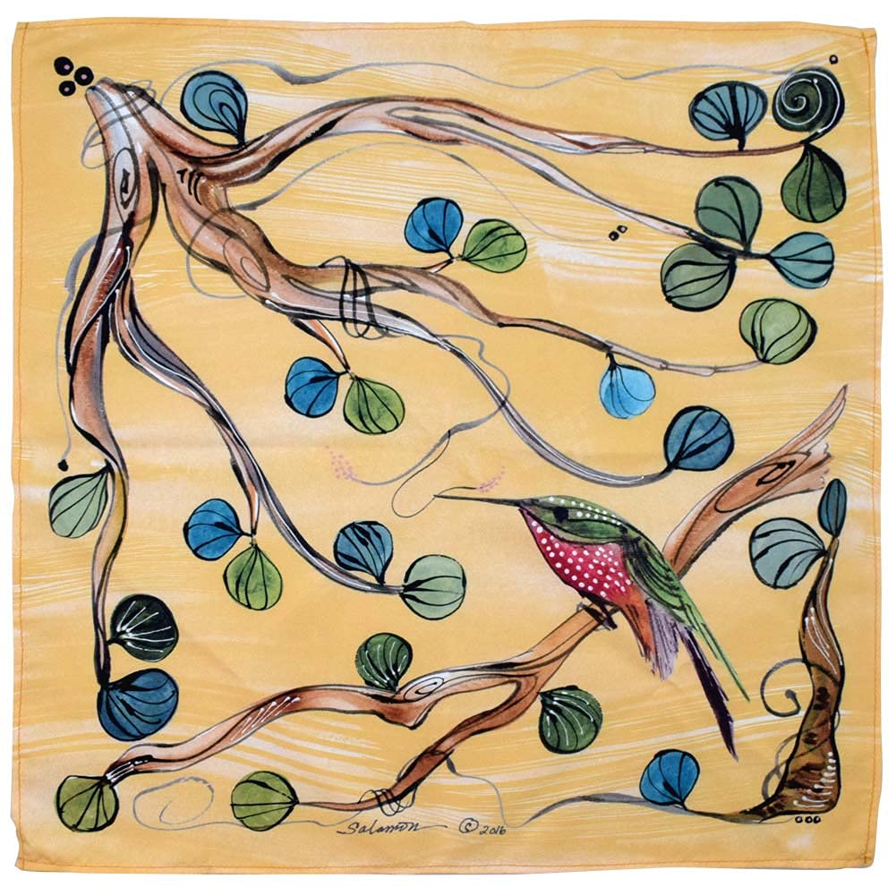 Hummingbird Art Cotton Microfiber Table Napkins Set of 2 - Yellow 19