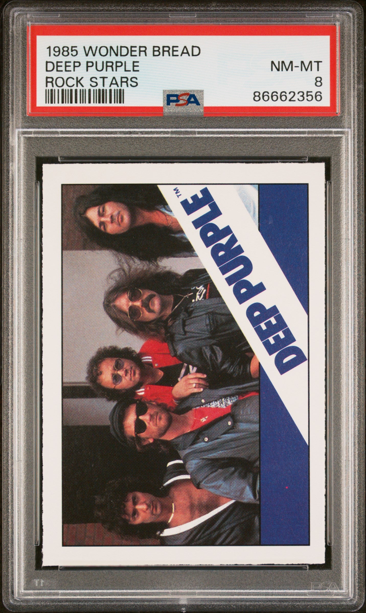 1985 Wonder Bread Rock Stars Deep Purple PSA 8 Graded Trading Card - Collectible Memorabilia for Music Fans & Vintage Card Enthusiasts | Perfect for Display, Gifts & Investment