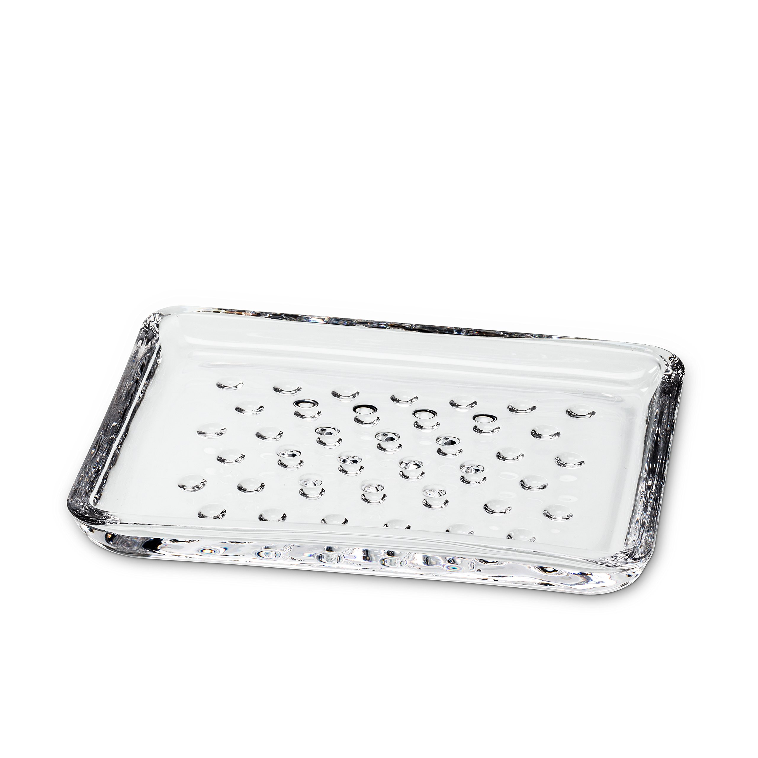 Abbott Collection Glass Soap Dish - 5 Inch Rectangle Bathroom Organizer for Sink, Countertop, and Shower - Modern & Minimalist Design