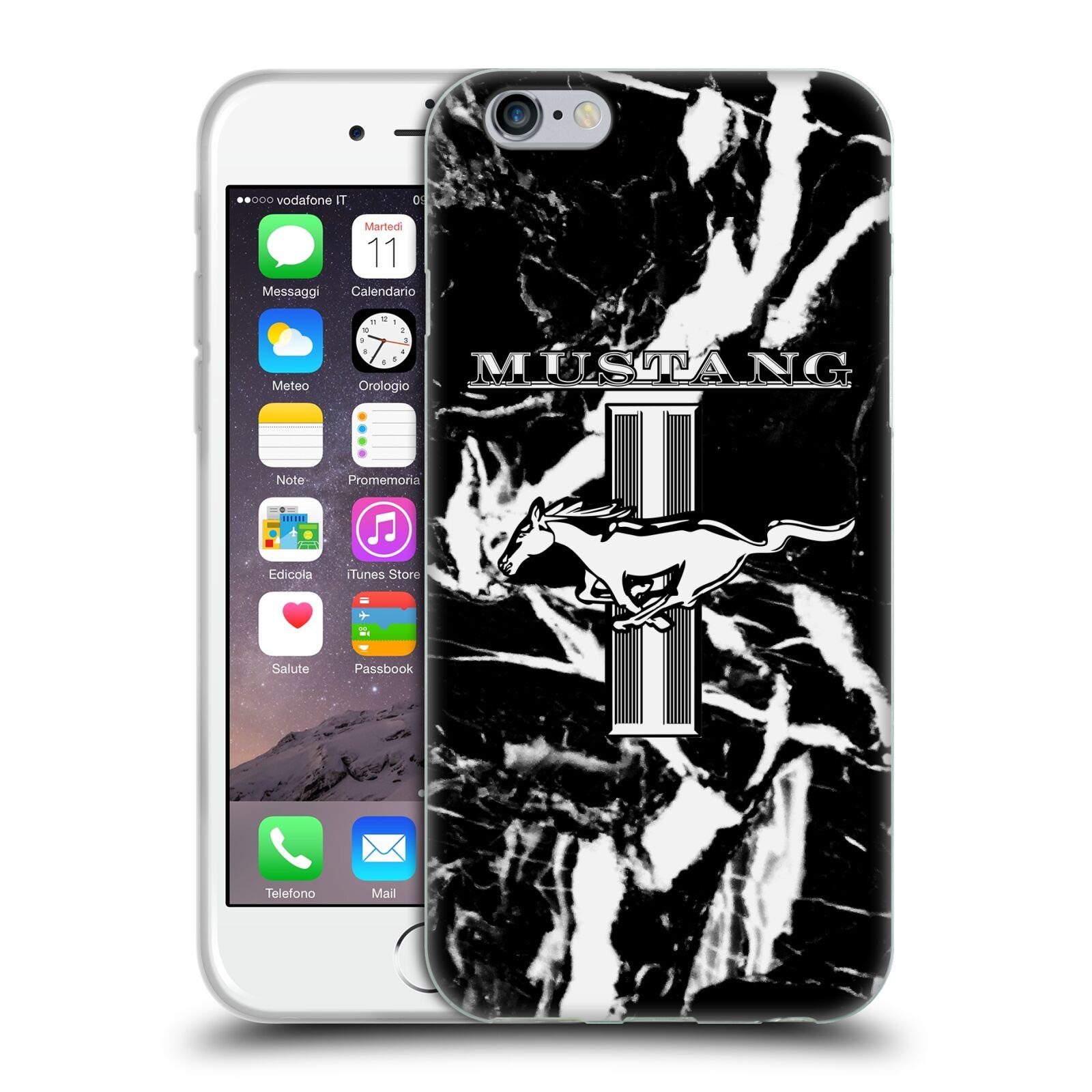 Officially Licensed Ford Mustang Marble Logo Soft Gel Case for Apple iPhone 6/6s - Durable Protective Phone Cover with Stylish Design, Perfect for Car Enthusiasts & Everyday Use