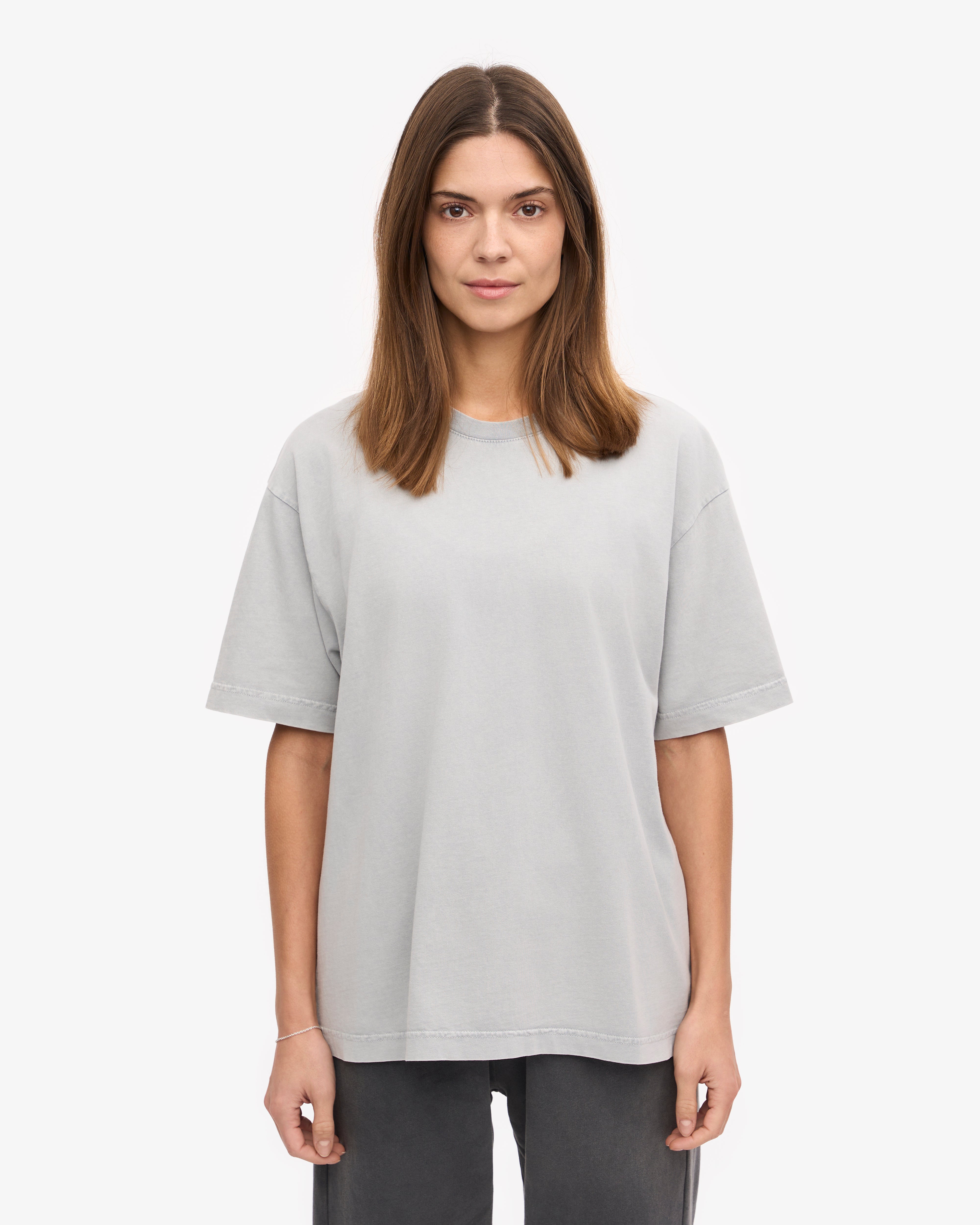 Organic Oversized T-Shirt for Women & Men - Soft Faded Grey Cotton Tee - Loose Fit Casual Shirt for Everyday Wear, Street Style & Loungewear