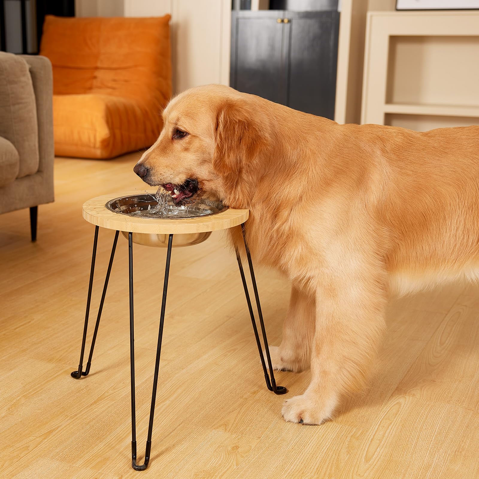 Yangbaga Elevated Dog Bowl Stand for Large Dogs - 16.3 Inch Height with 2L Stainless Steel Bowl (Holds 2.2LBs Food) - Perfect for Joint Health & Comfort During Mealtime