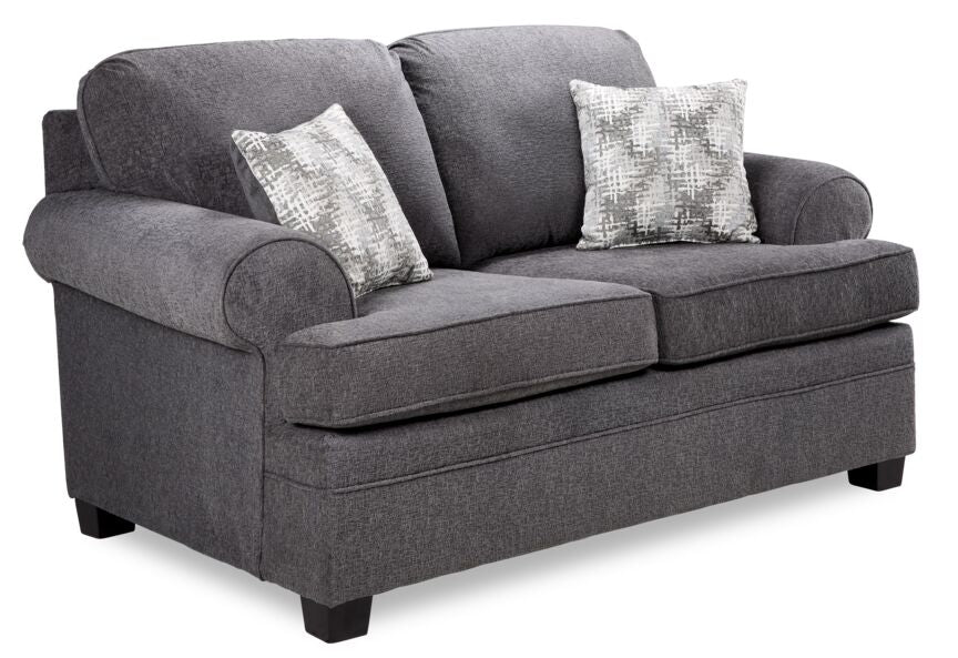 Calliope Loveseat in Smoke Gray - Modern Upholstered Loveseat Sofa for Living Room, Bedroom, or Office - Perfect for Small Spaces and Cozy Seating