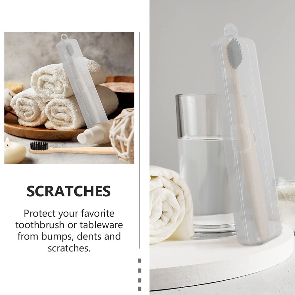 EXCEART Clear Travel Toothbrush Case - Portable PP Clamshell Box for Electric & Manual Toothbrushes, Flatware, and Cutlery - Ideal for Camping, Air Travel, and Daily Storage