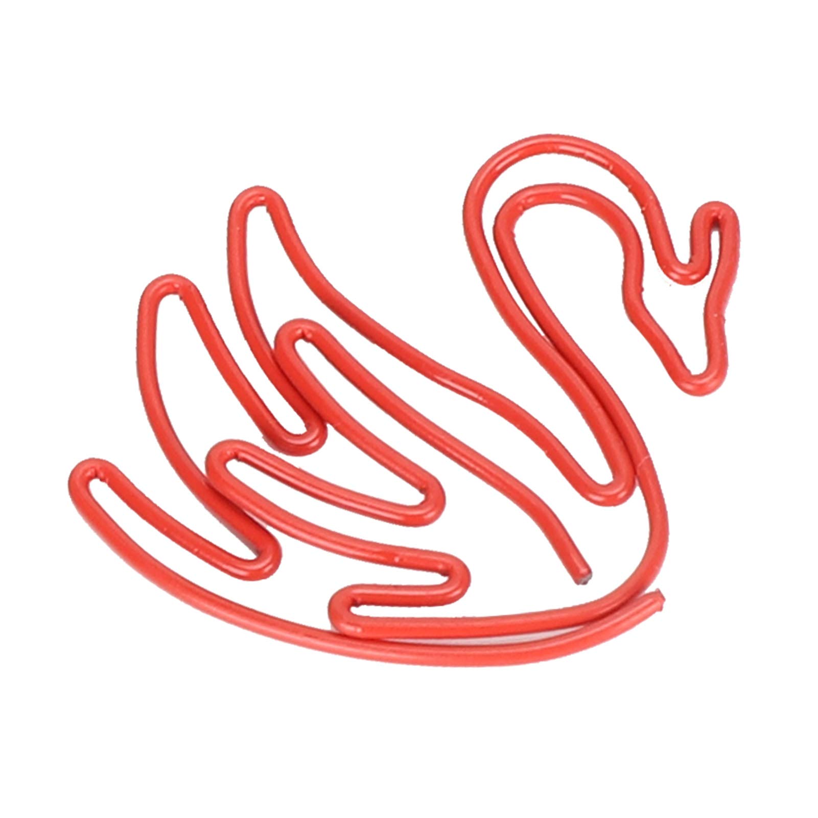20Pcs Small Swan Shaped Paper Clips - Colorful Office & School Supplies for Document Organizing, Perfect for Notebooks, Planners, and Craft Projects (Red)