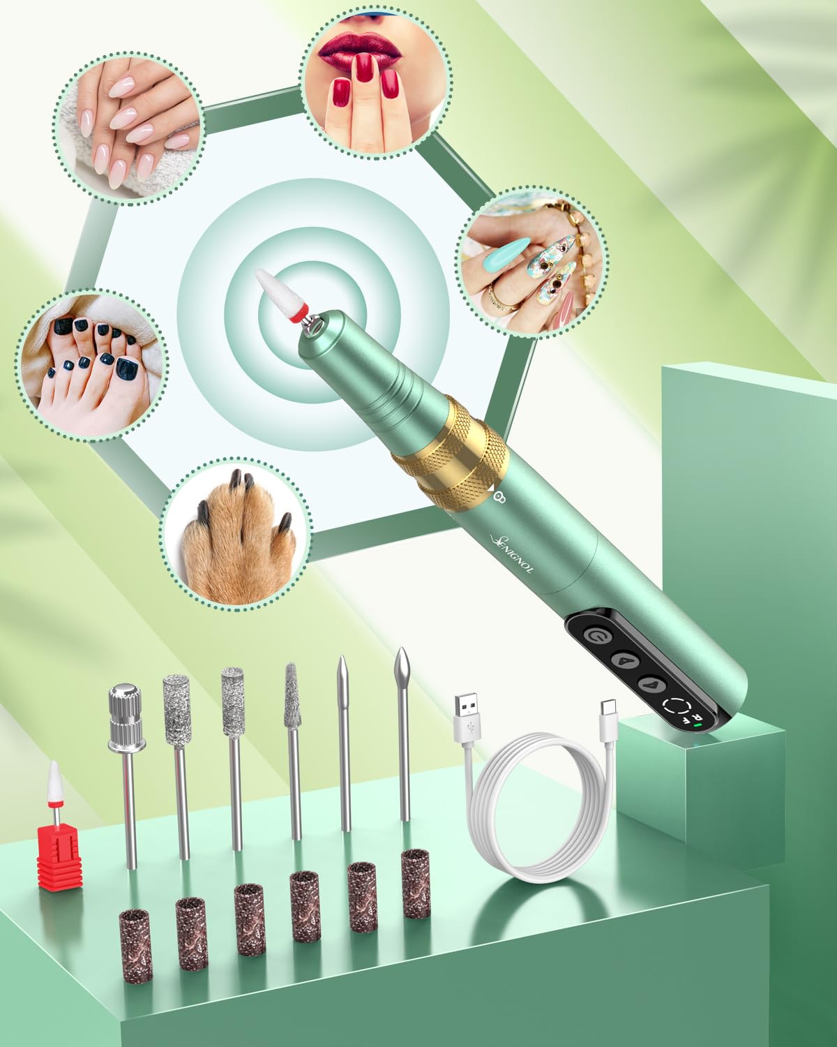 Professional 35000RPM Cordless Electric Nail Drill Kit - Rechargeable Manicure Pedicure Tool for Acrylic Gel Nails, Home Salon & DIY Nail Care | Perfect for Nail Art, Polish Removal & Nail Shaping