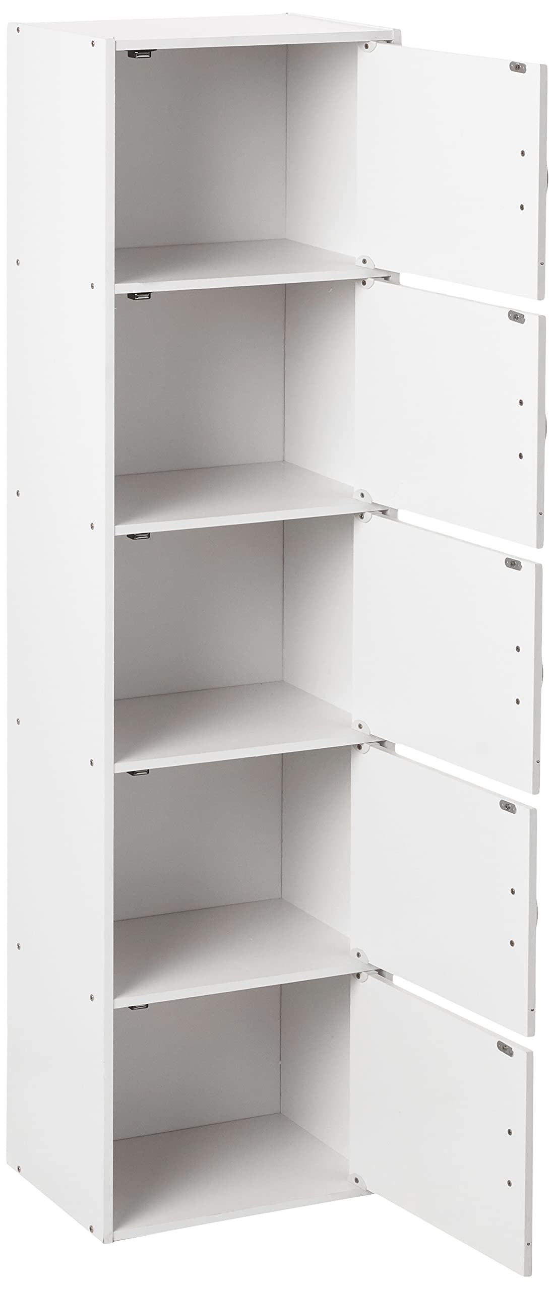 HODEDAH 5-Door White Bookcase - Modern Storage Cabinet for Home Office, Living Room & Bedroom Organization