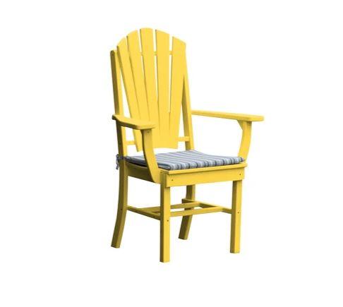 A&L Furniture Adirondack Dining Chair with Arms - Outdoor Patio, Garden, Poolside & Backyard Relaxation - Weather-Resistant Wood Dining Chairs for Comfortable Seating