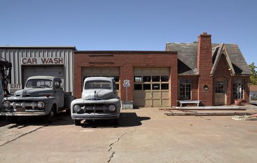 Vintage Phillips 66 Gas Station Photo - Historic Cars on Route 66 in Chandler Oklahoma 2006 - Perfect for Retro Home Decor, Travel Enthusiast Gifts & Americana Wall Art