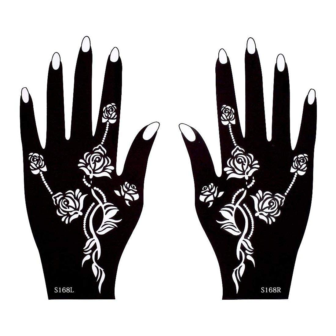 Premium Henna Tattoo Stencil Kit for Hands, Body, Fingers & Face | Temporary Mehndi Art Designs for Kids, Women & Girls | IVN-01 Black Medium Size | Perfect for Parties, Weddings & Festive Celebrations