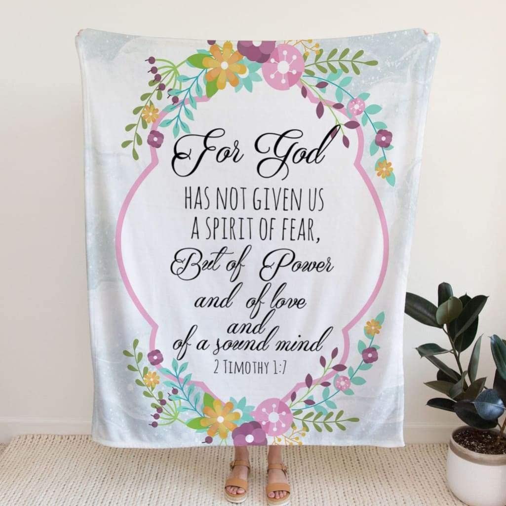 2 Timothy 1:7 Christian Prayer Blanket - Bible Verse Fleece Throw with Lion Design for Worship, Bible Study & Comfort - Religious Gift for Catholics, Jesus Followers & Spiritual Healing