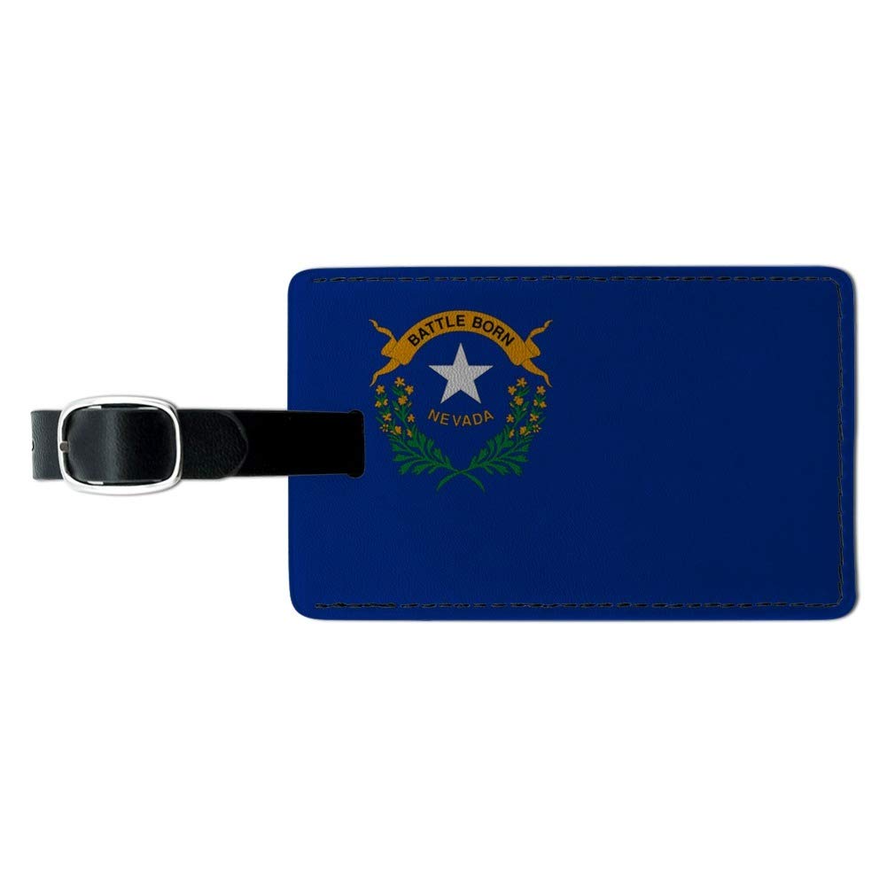 Nevada State Flag Leather Luggage Tag - Durable Rectangle Suitcase ID Tag for Carry-On Bags, Travel Accessories | Perfect for Business Trips, Vacations & Gift Giving