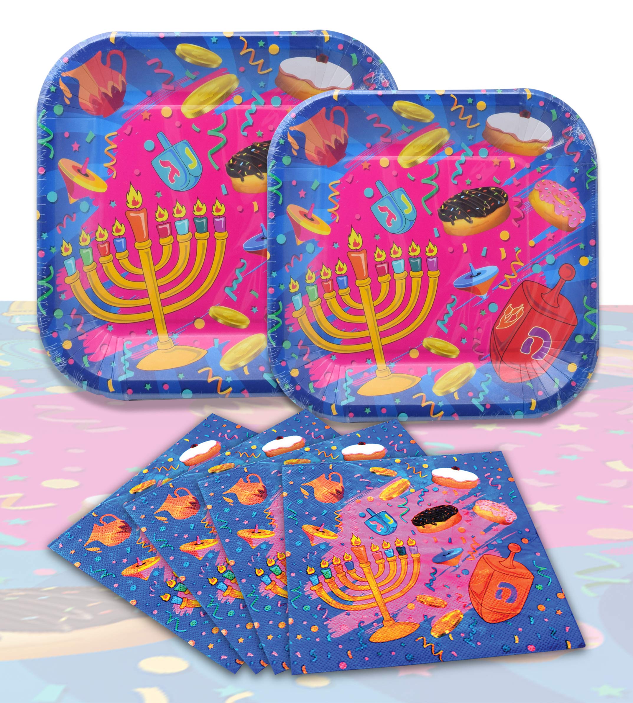 Hanukkah Party Supplies Set - 10 Small Plates & Napkins for Holiday Celebrations | Izzy 'n' Dizzy Premium Paper Goods for Jewish Festivals & Family Gatherings