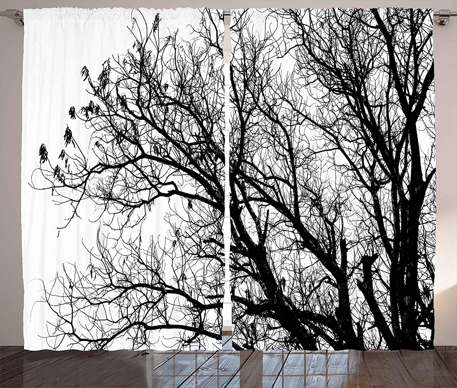 Futuregrace Nature Blackout Curtains - Leafless Autumn Tree Branches Oak Forest Design, 2 Panels Room Darkening Window Drapes (104