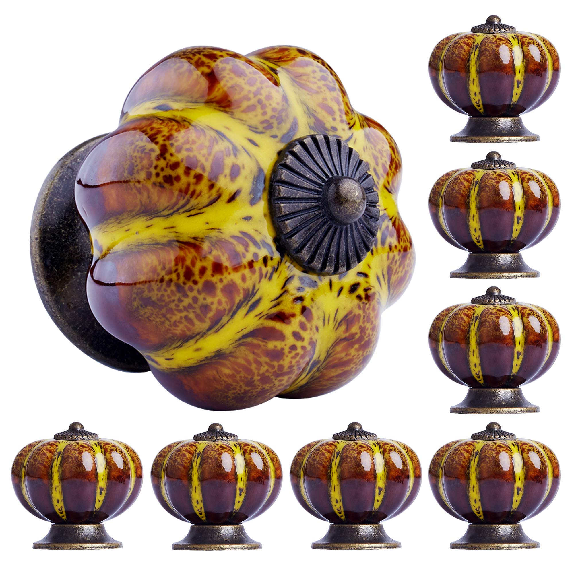 Vintage Pumpkin Ceramic Drawer Knobs (8-Pack) - for Cabinet, Dresser, Wardrobe