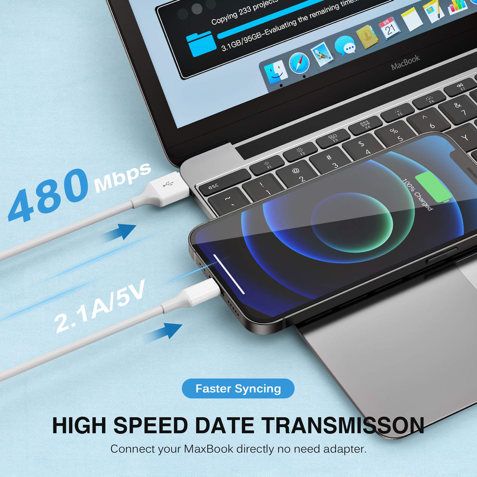 Apple MFi Certified Fast iPhone Charger 2-Pack - 6FT Lightning Cable & Dual USB Wall Charger - Compatible with iPhone 14/13/12/11/Pro Max/XS/XR/X/8/7 & iPad - Perfect for Home, Office & Travel Charging