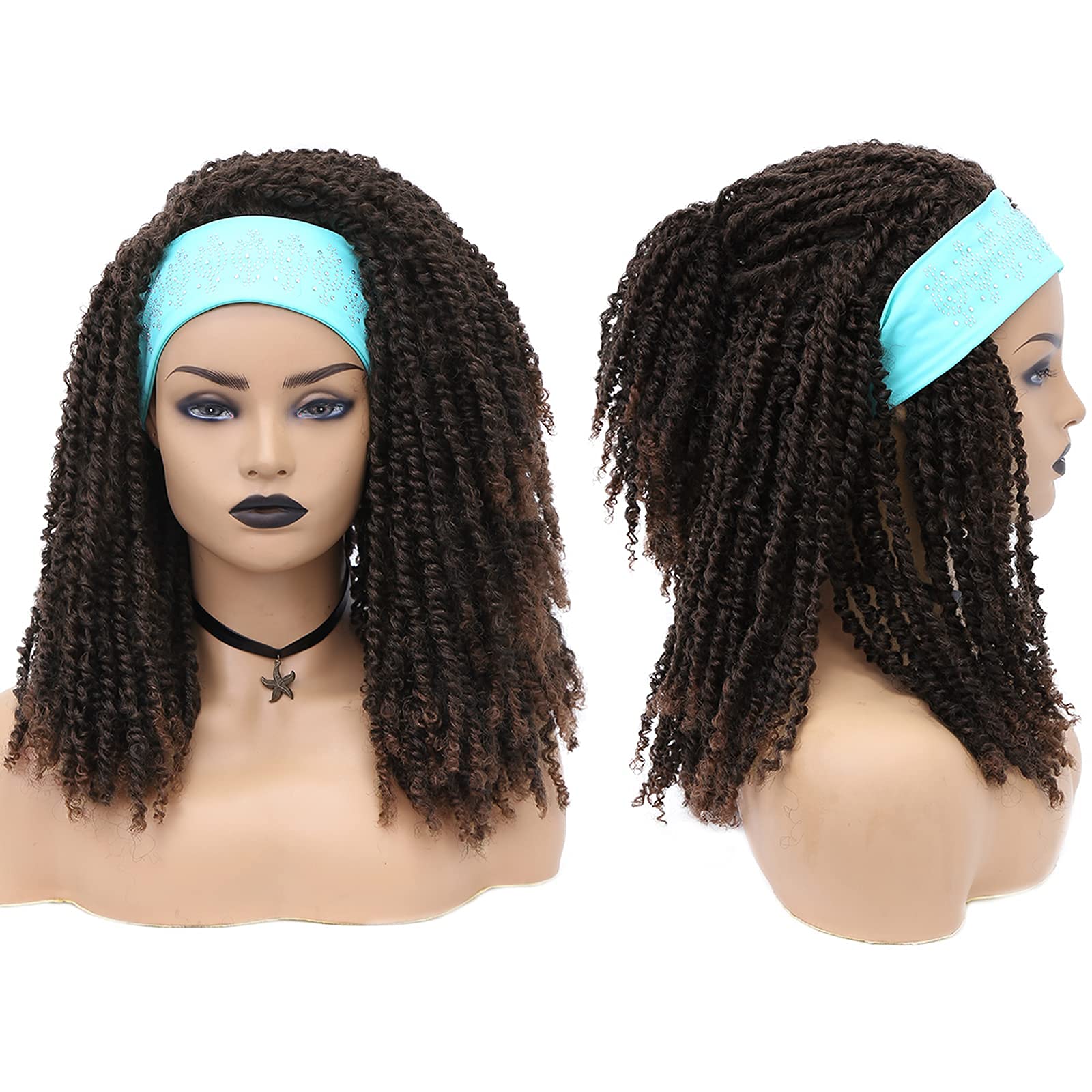 Stylish Faux Locs Headband Wig - Short Dreadlock & Passion Twist Synthetic Wig for Black Women (Mixed Brown) | Perfect for Daily Wear, Parties & Protective Hairstyles