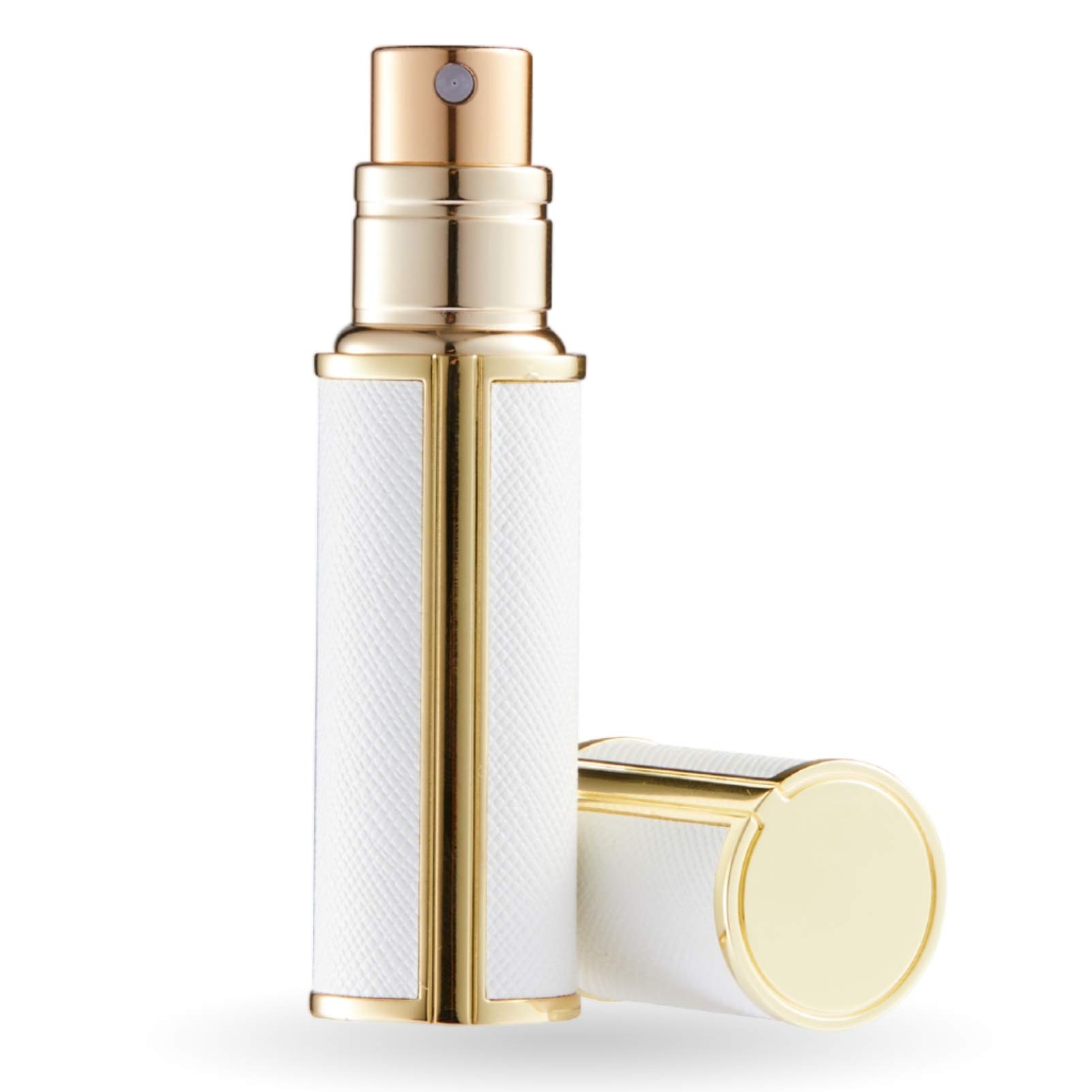 UULANFA 5ml Refillable Perfume Atomizer - Portable Travel Perfume Spray Bottle for Men & Women | Mini Pocket Size, Leak-Proof Design | Perfect for Airplane Travel, Gym Bag & Purse (SU.G-White)