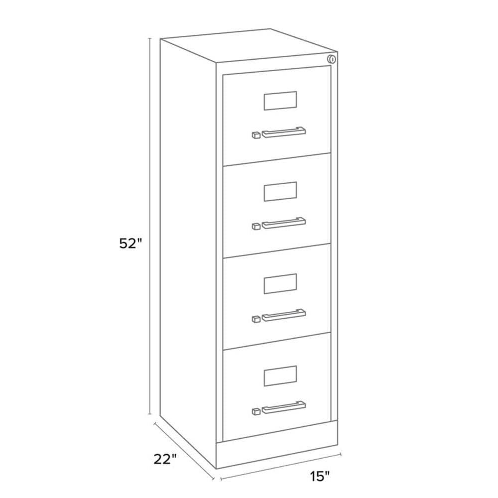 4 Drawer Metal Vertical File Cabinet with Lock - 22