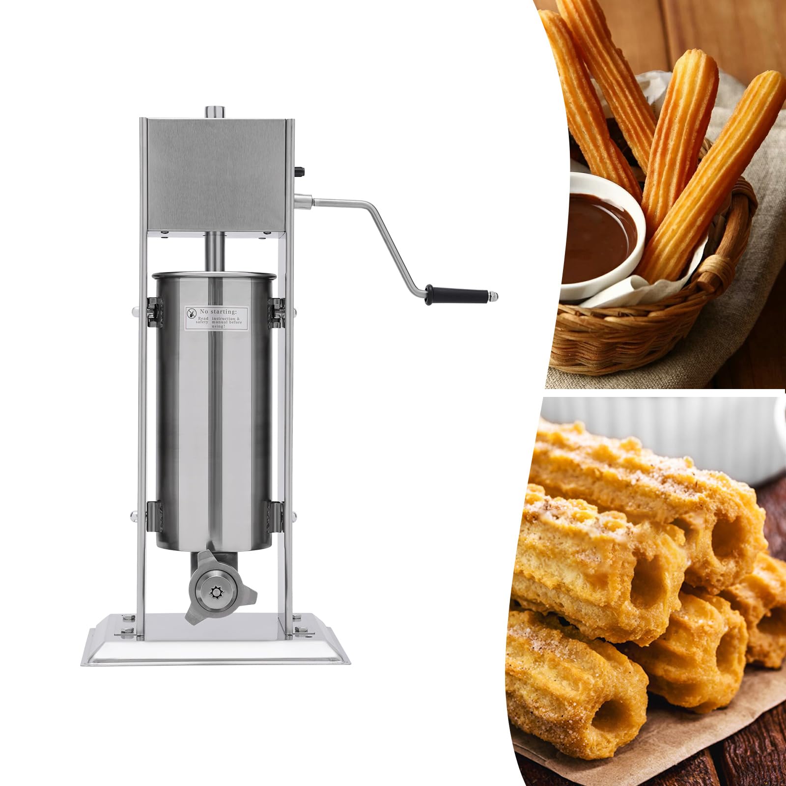 Commercial 5L Manual Churros Maker Machine - Stainless Steel Vertical Donut Maker with 4 Nozzles for Home, Restaurants, Bakeries | Perfect for Latin Desserts, Street Food, Breakfast & Party Snacks