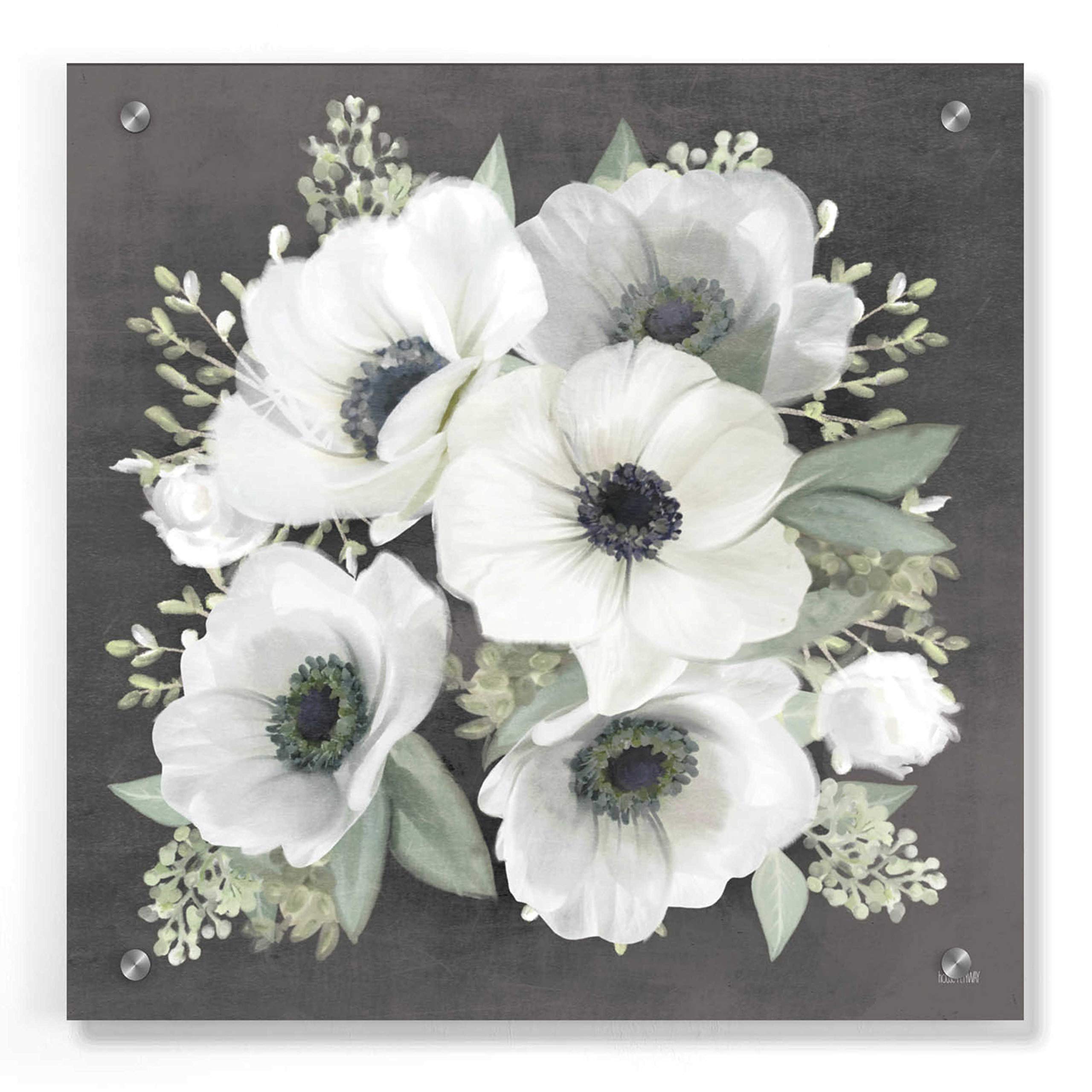 House Fenway 'Anemone Square II' Acrylic Glass Wall Art - 36x36 Inches Modern Abstract Painting for Living Room, Bedroom & Office Decor