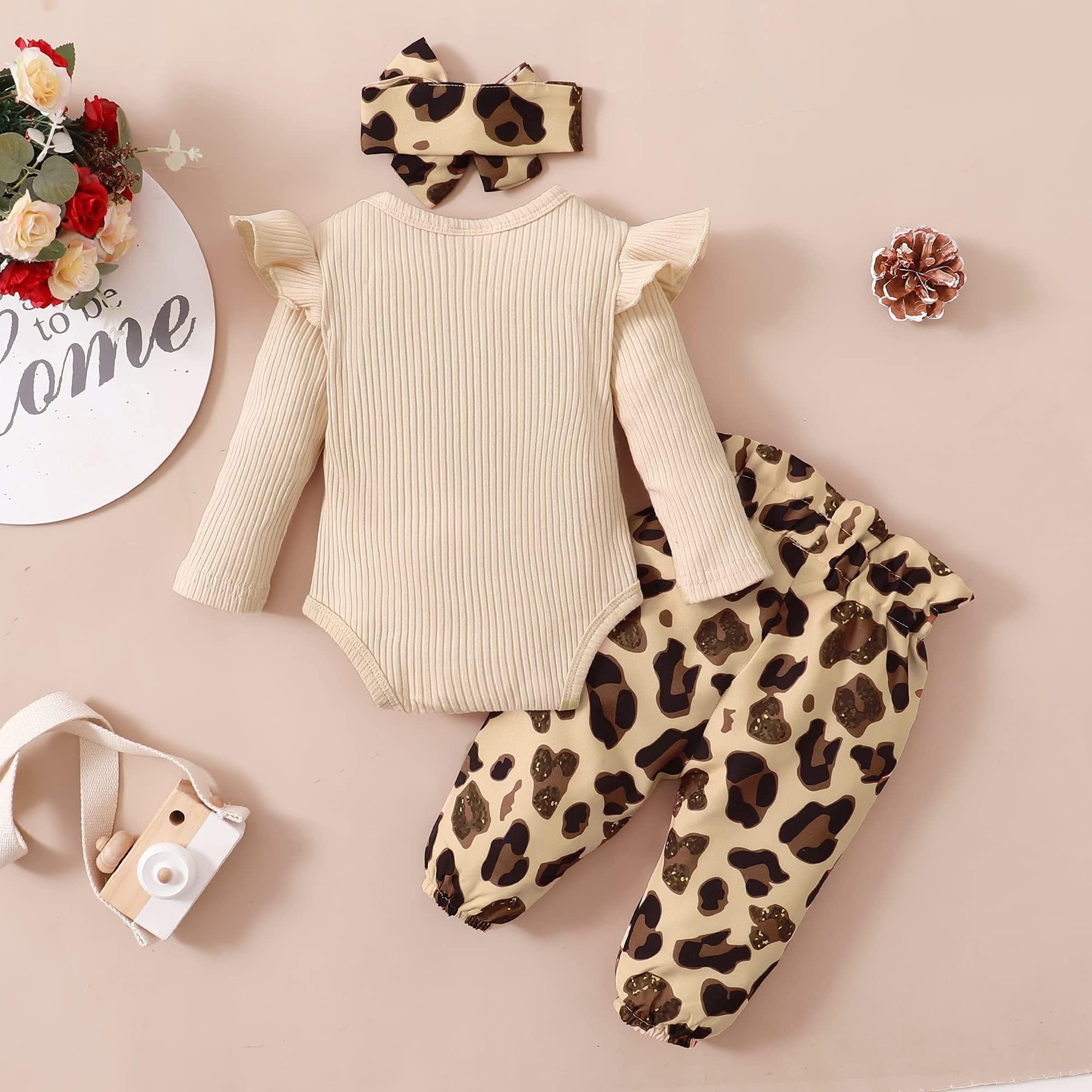 OLLUISNEO Newborn Baby Girl Clothes - Soft Long Sleeve Romper & Floral Pant Set for Infants | Fall Winter Outfits | Perfect for Family Photos, Holiday Gatherings & Daily Wear