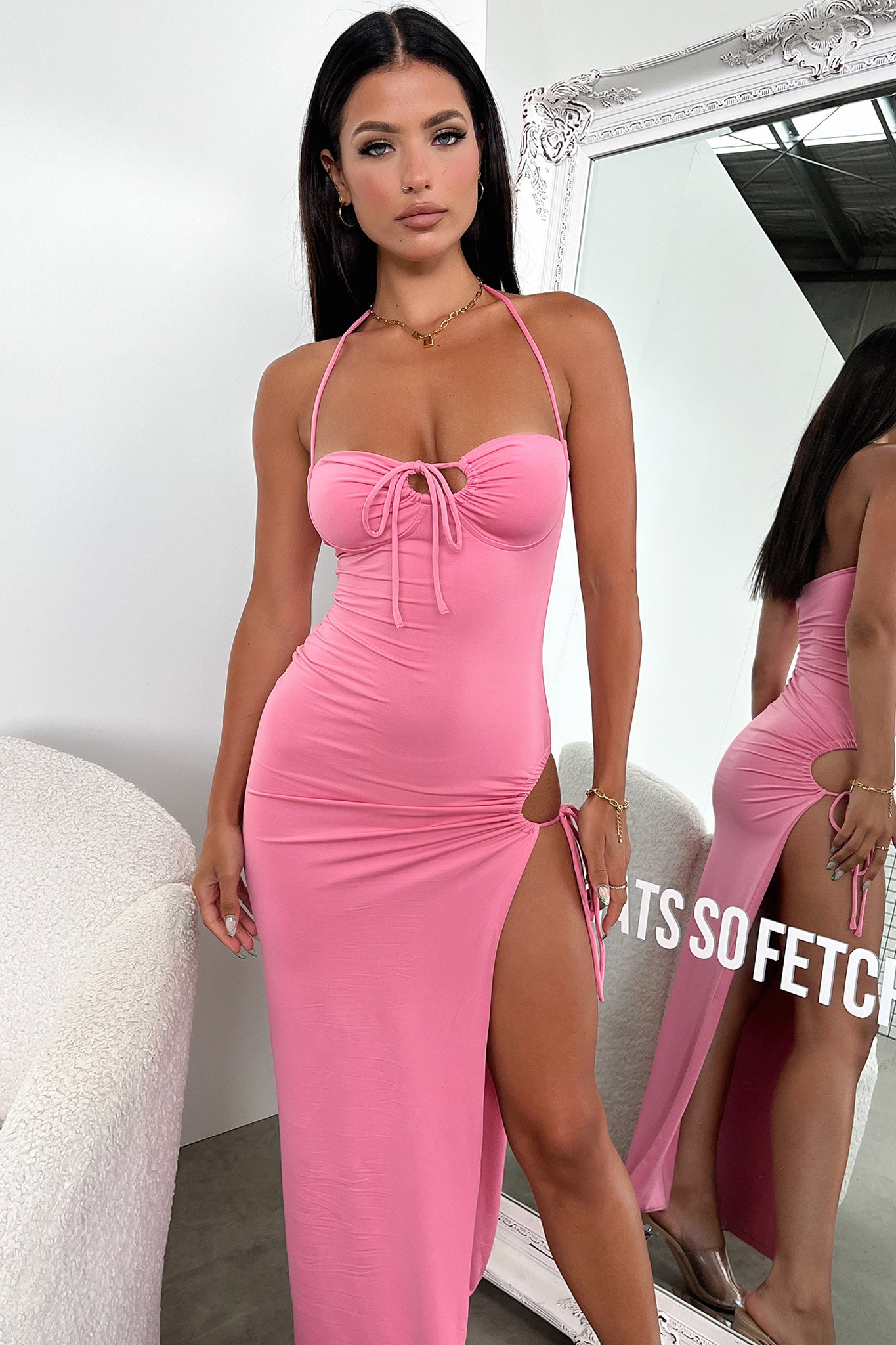 Imana Maxi Dress for Women - Flowy Long Summer Dress in Pink | Beach, Vacation & Casual Wear