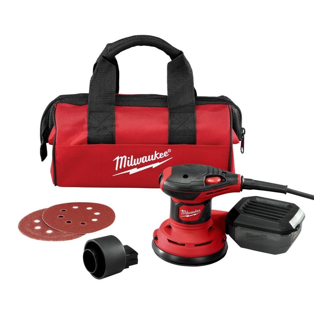 Milwaukee 6034-21 5-Inch Random Orbit Palm Sander - Lightweight & Powerful for Woodworking, Sanding Furniture, DIY Projects & Home Renovation
