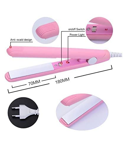 ZILLOQUIL Mini Hair Straightener - Professional Flat Iron with Adjustable Temperature Control, Compact Travel Size with Plastic Storage Box | Perfect for Styling, Smoothing & Straightening Hair at Home or On the Go