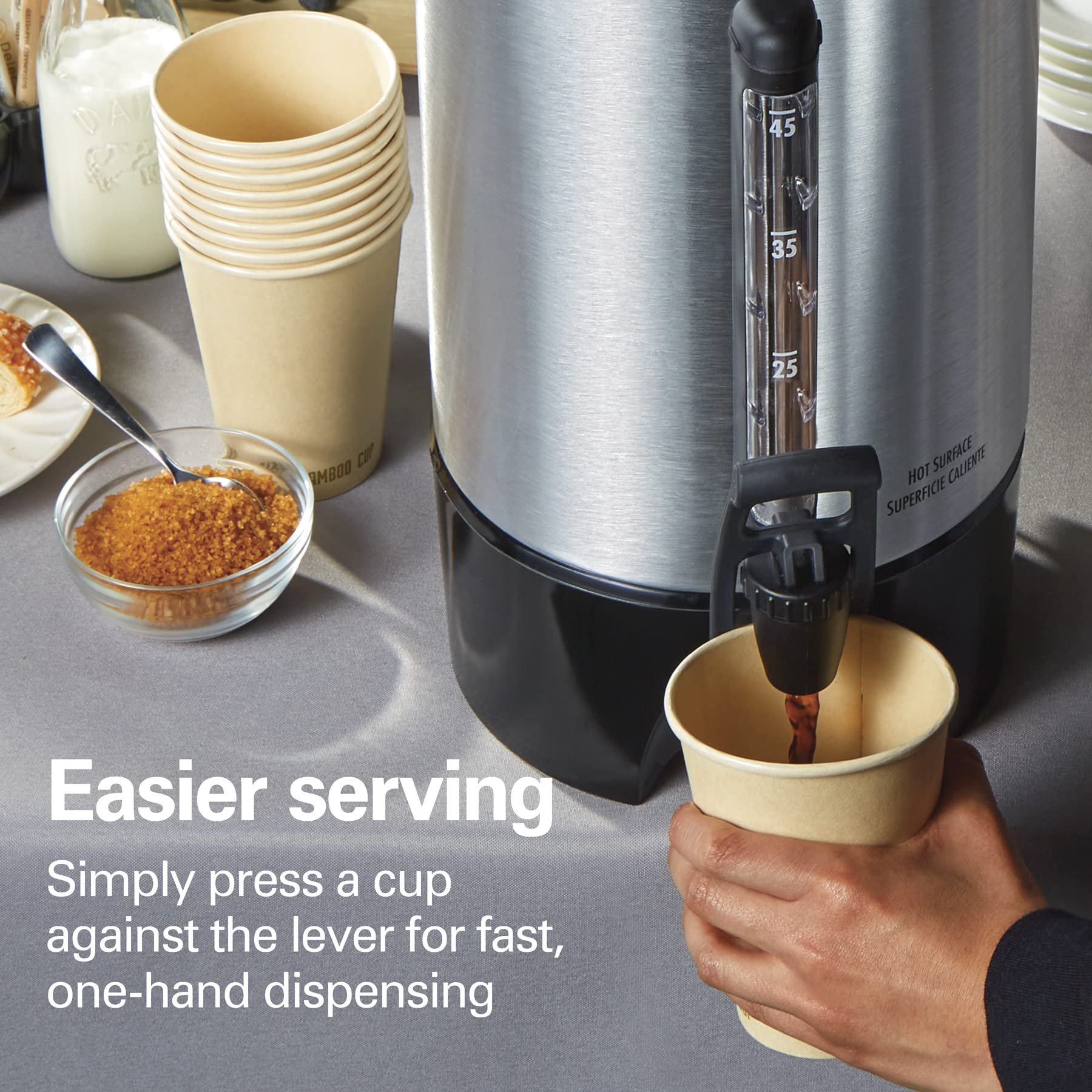 Hamilton Beach 45 Cup Commercial Coffee Urn & Hot Beverage Dispenser - Stainless Steel (40519) for Large Gatherings, Events, Offices & Catering Services