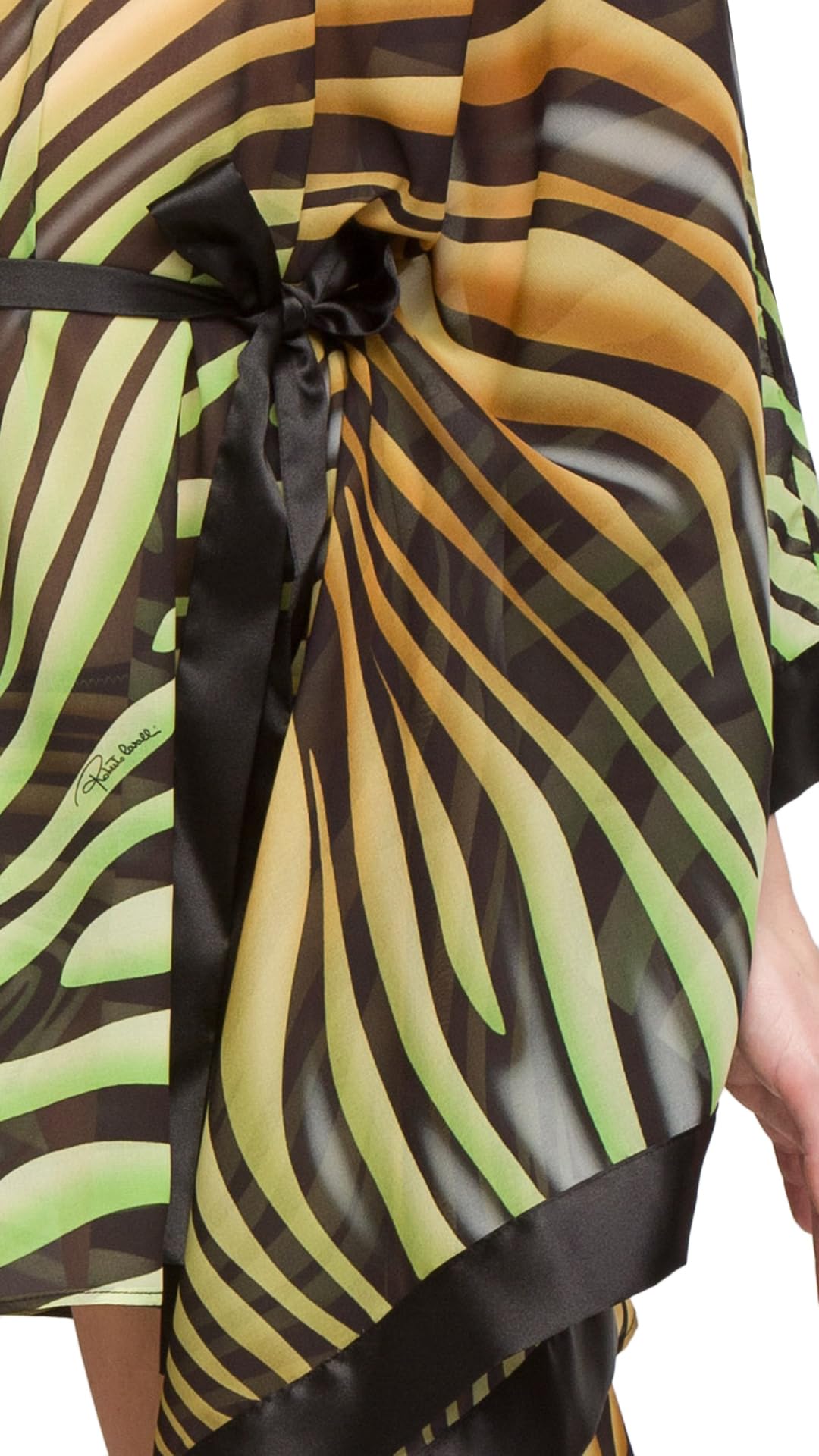 Roberto Cavalli Women's Tiger Print Chiffon Short Kaftan Cover Up - Beachwear, Poolside Wrap, Summer Vacation Dress, Resort Wear, Boho Chic Outfit