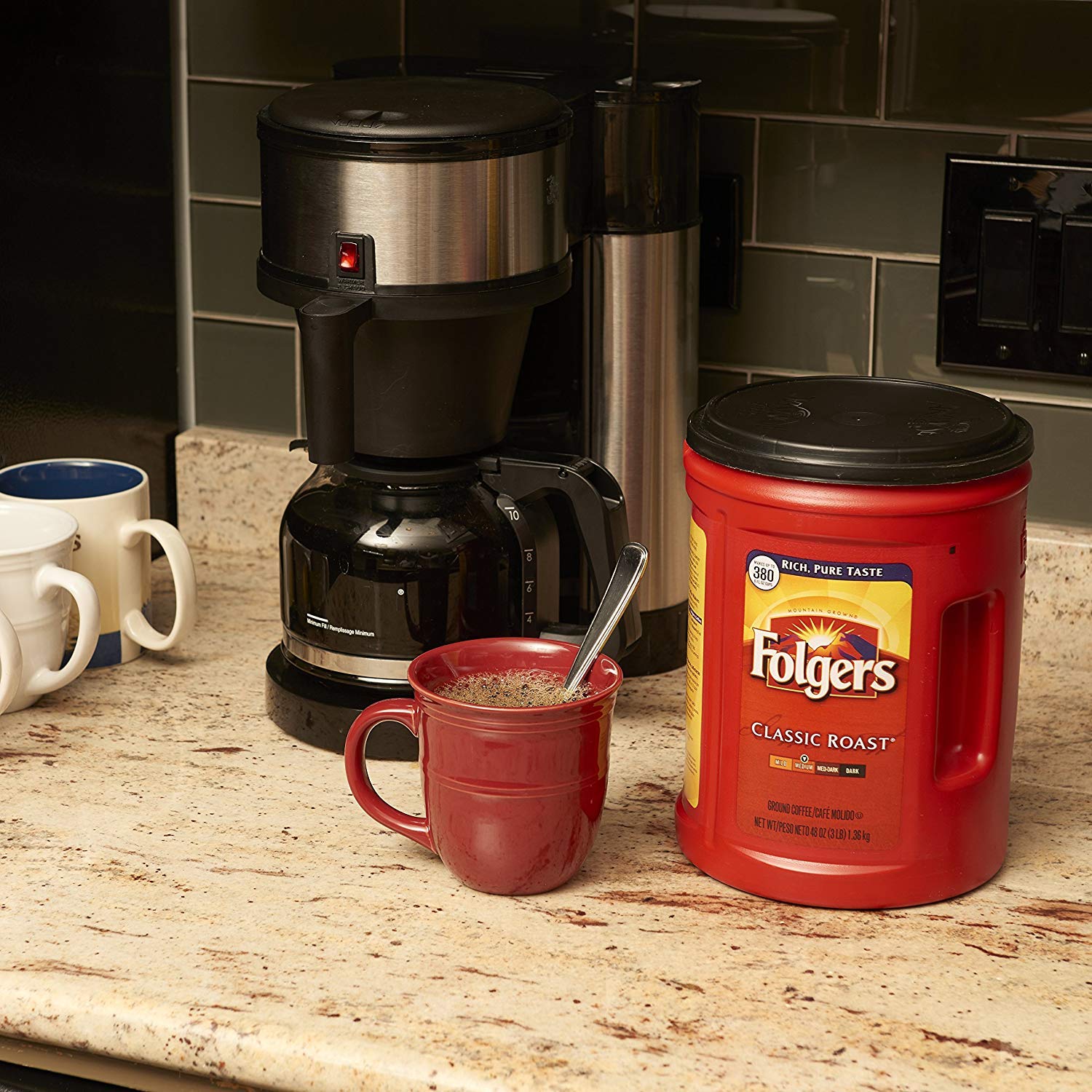 Folgers Classic Roast Ground Coffee 48 oz (4 Cans) - Rich & Smooth Flavor for Morning Brew, Office Coffee Break & Home Use