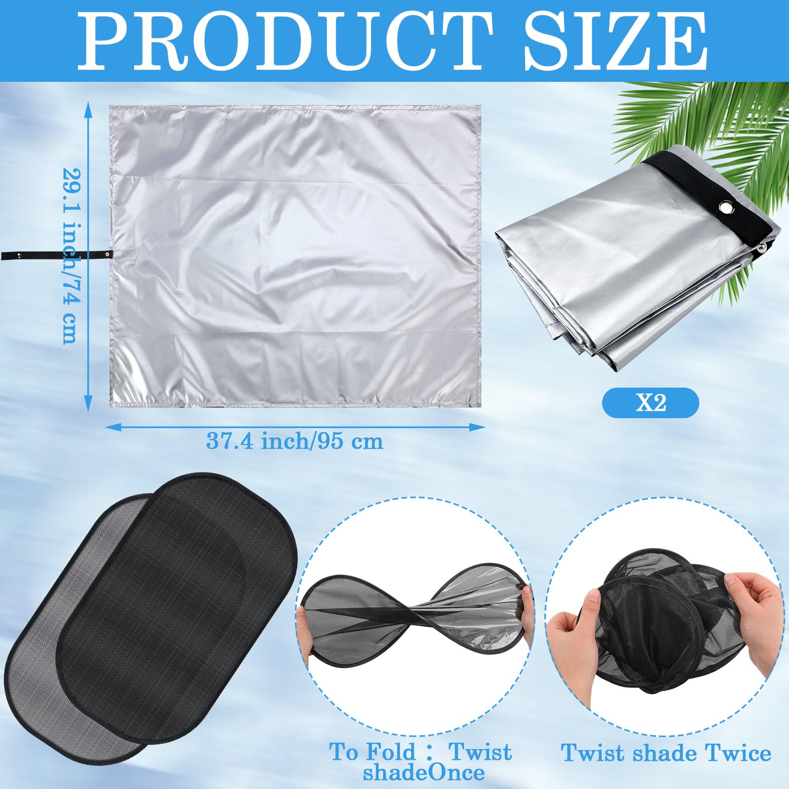 2 Pack Baby Car Seat Sun Shade Cover - UV Protection Infant Car Seat Heat Protector with 2 Window Shades | Keep Toddler Cool & Comfortable for Travel, Road Trips & Summer Outings