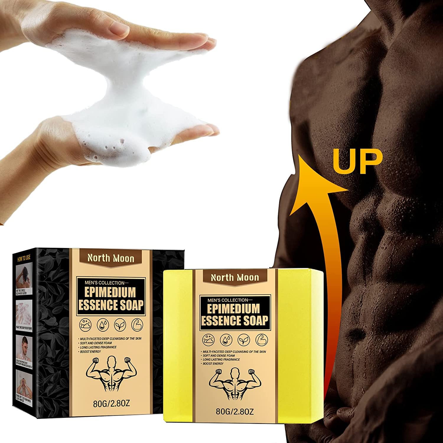 Epimedium Essence Soap for Men - Natural Organic Herbal Bar Soap for Intimate Care & Skin Health - Gentle Cleansing with Traditional Chinese Herbs - Perfect for Daily Use, Travel & Gym