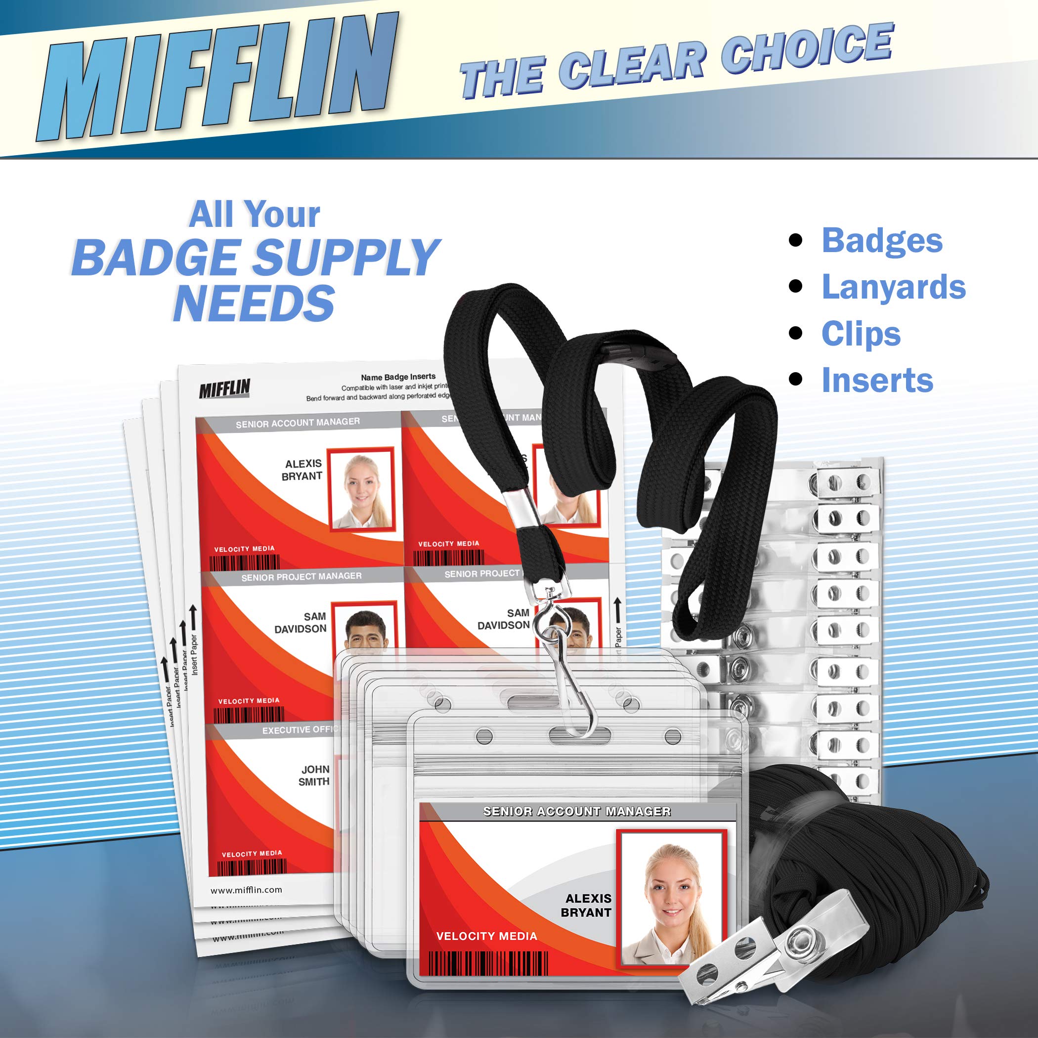 MIFFLIN-USA Breakaway Safety Lanyard for ID Badges - 36 Inch Black Woven Neck Strap (250 Pack) - Perfect for Schools, Offices, Events & Conferences