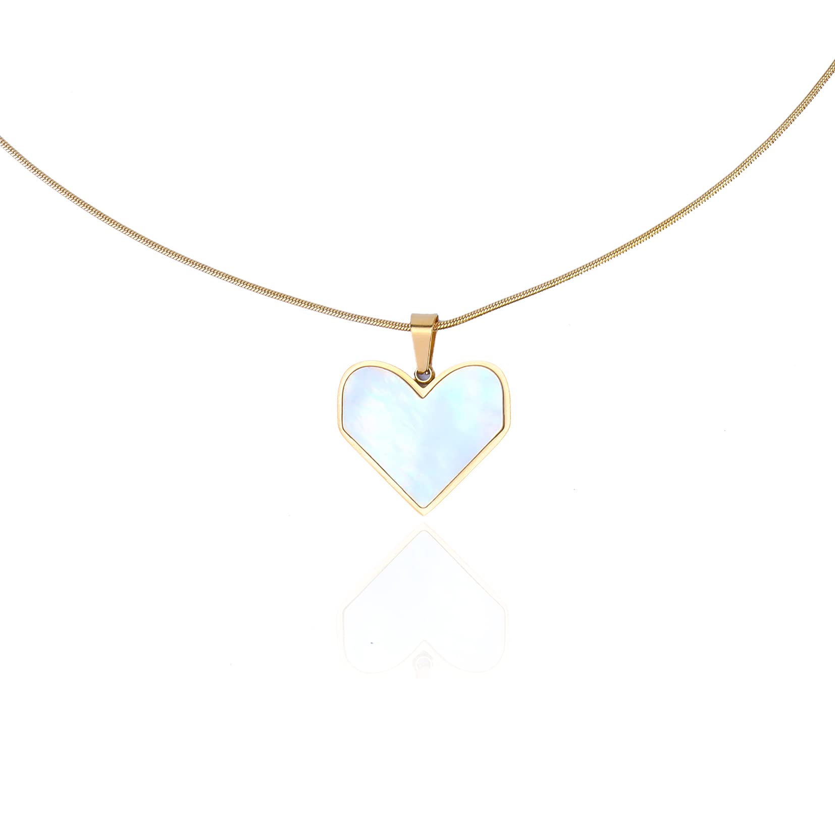 JEMUZEWEL Gold Plated Love Heart Pendant Necklace with Pearl Shell - Romantic Jewelry Gift for Women, Perfect for Valentine's Day, Anniversary & Special Occasions