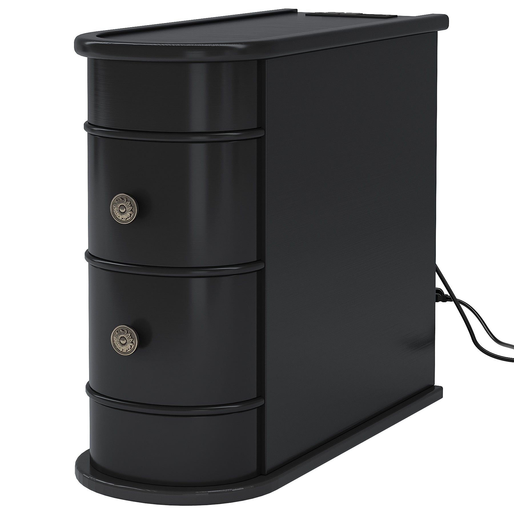Modern Wooden Tall End Table with 2 Drawers - Narrow Nightstand for Bedroom, Living Room & Small Spaces - Perfect for Lamps, Books & Bedside Storage