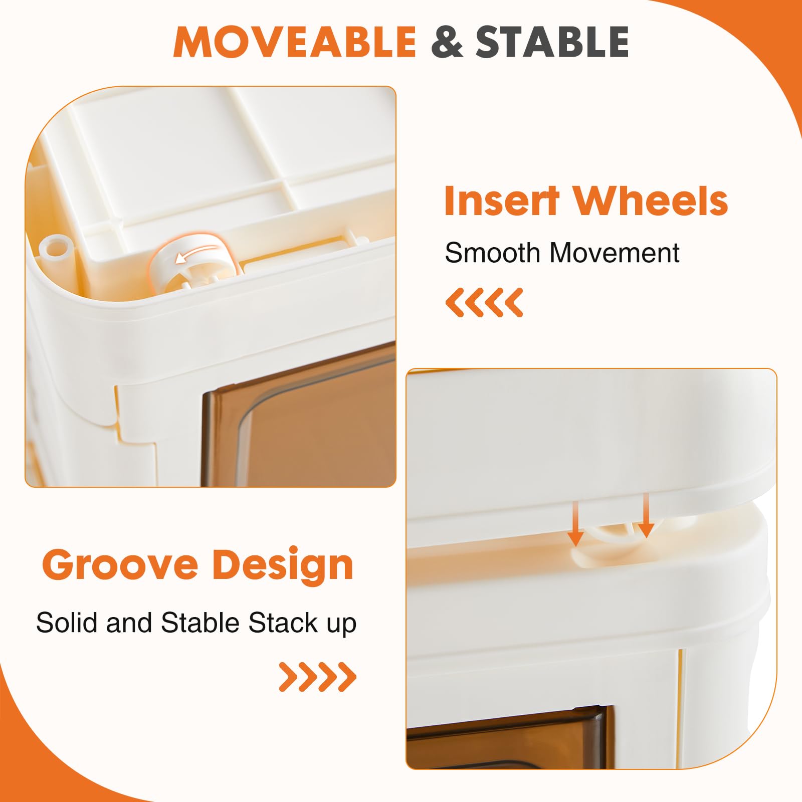 Foldable Plastic Storage Bins with Doors & Wheels - 80QT Stackable, Portable, Lockable Storage Boxes (3 Pack) for Living Room, Garage, Closet & Office Organization