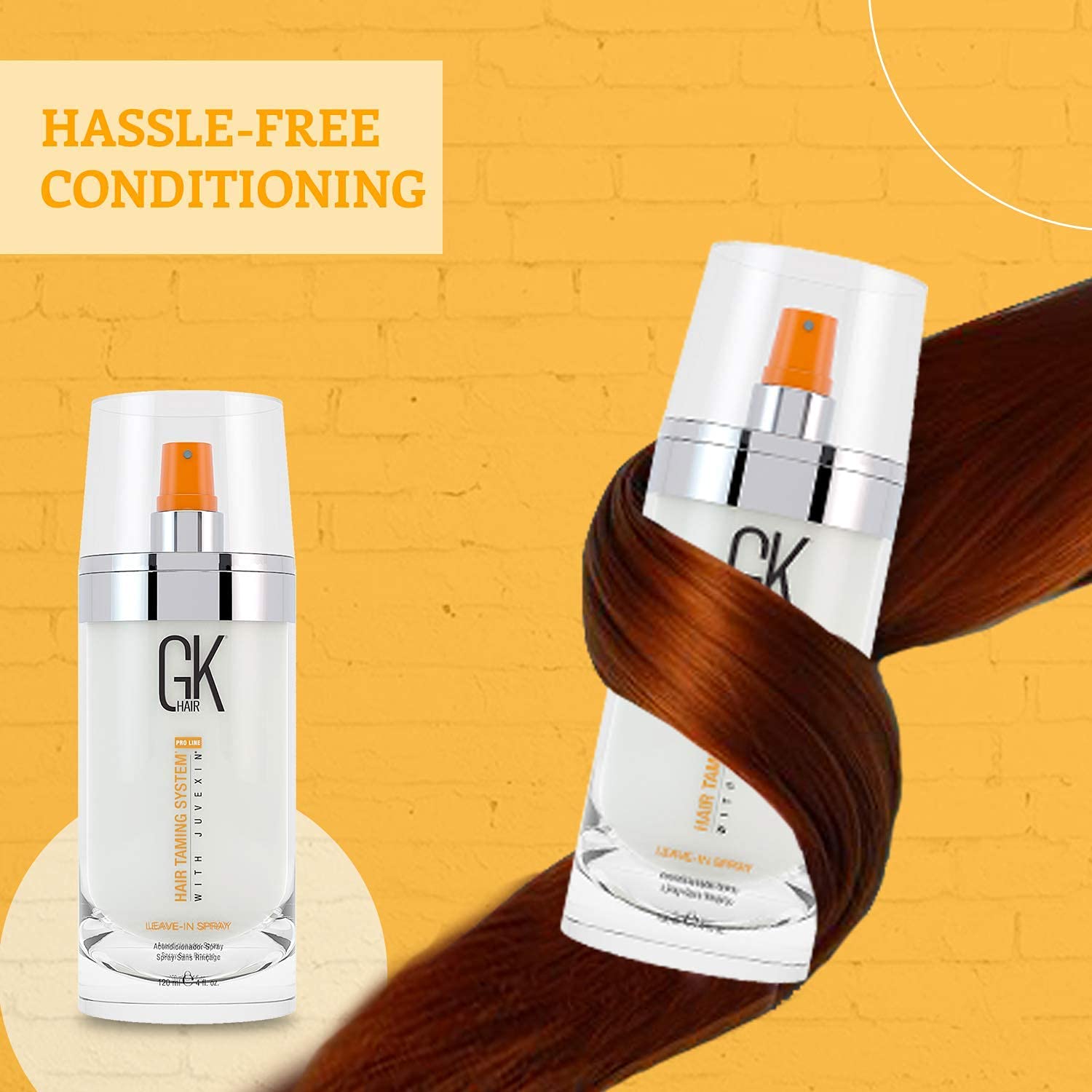 GK HAIR Global Keratin Moisturizing Shampoo & Conditioner Set (300ml) + Leave-in Treatment Spray (120ml) - Hydrating Hair Care for Dry, Damaged & Frizzy Hair - Salon Quality Smoothing System for Home Use