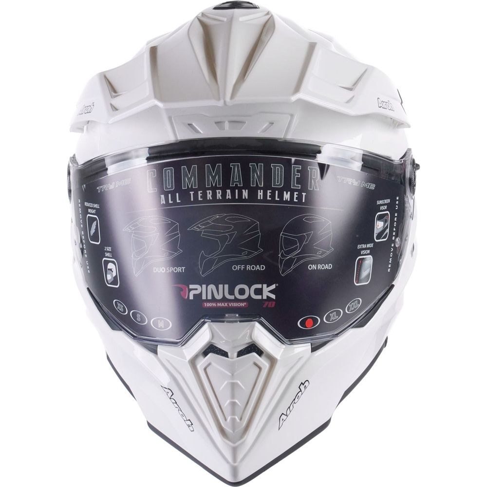 Airoh Commander Adventure Gloss White Motorcycle Helmet - DOT & ECE Certified Off-Road Helmet for Men - Lightweight & Ventilated for Adventure Riding & Dual Sport