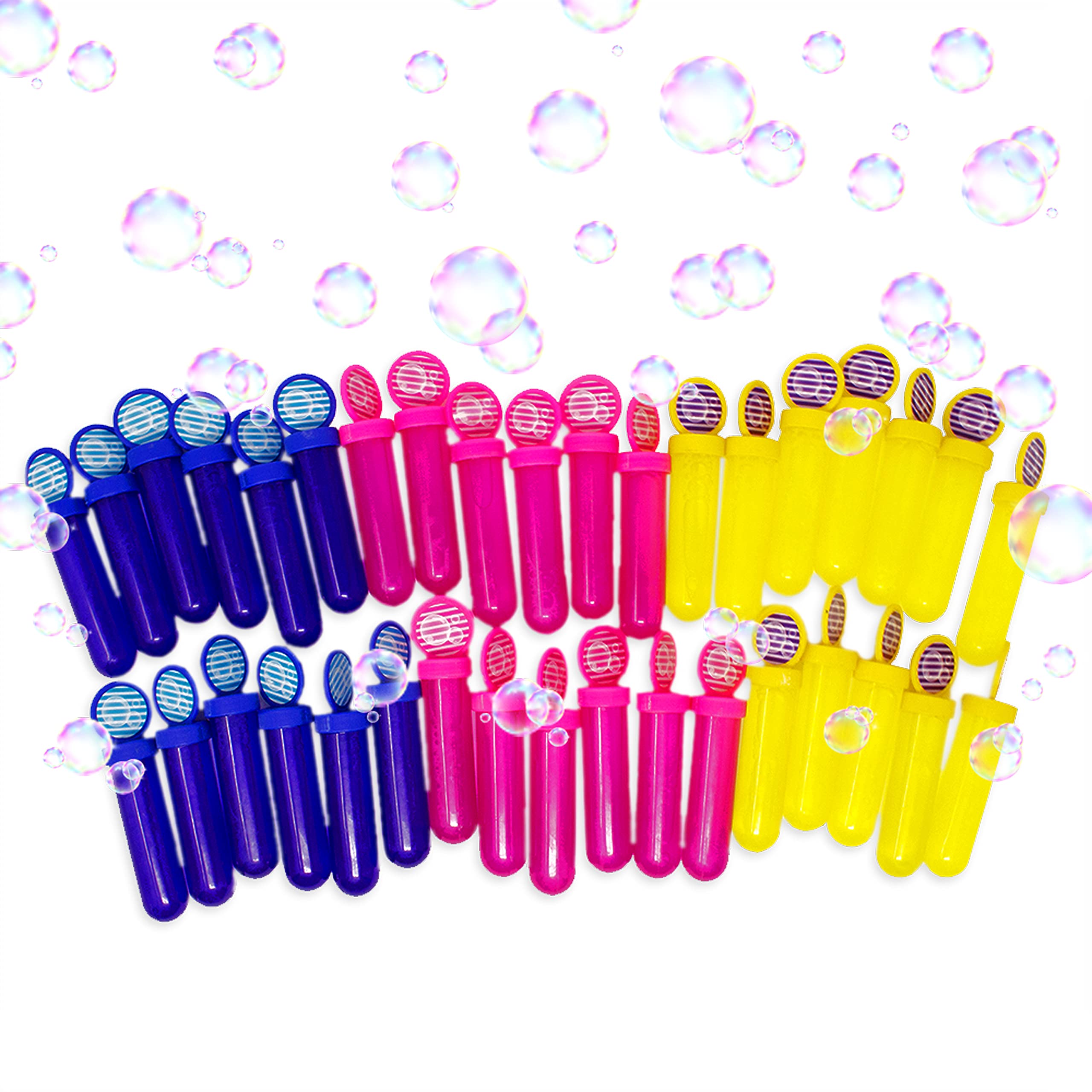 Boley 36-Pack Bubble Sticks for Kids - Assorted Blue, Yellow & Pink Bubble Wands - Bulk Party Favors, Stocking Stuffers, Outdoor Play & Birthday Gifts