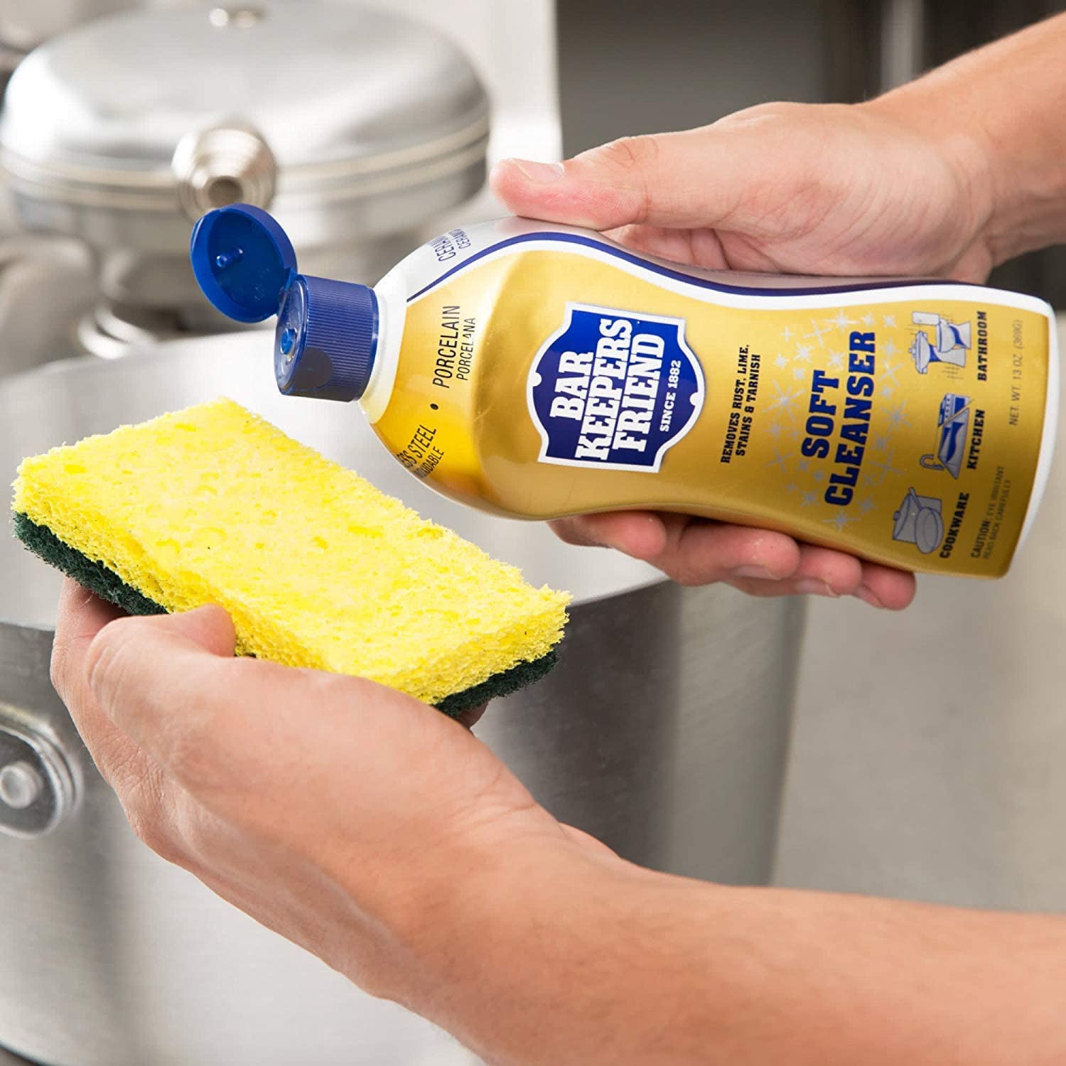 BAR KEEPERS FRIEND Soft Cleanser - Multi-Purpose Stain Remover for Kitchen, Bathroom & Cookware - Gentle Yet Powerful Cleaning Solution for Stainless Steel, Porcelain & More