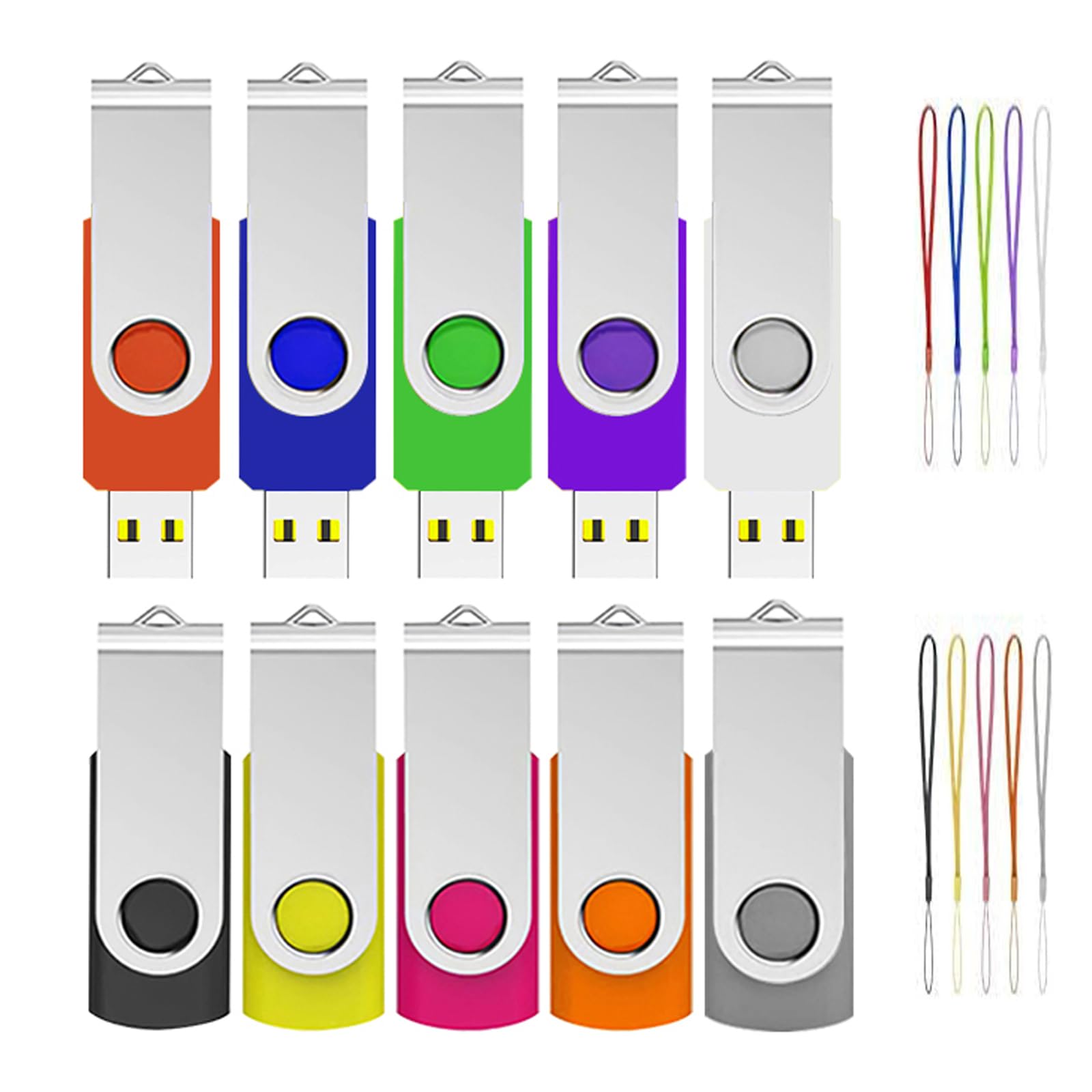 ABLAZE 128MB USB 2.0 Flash Drive 10-Pack with Lanyards for Data Storage - Office & School Use