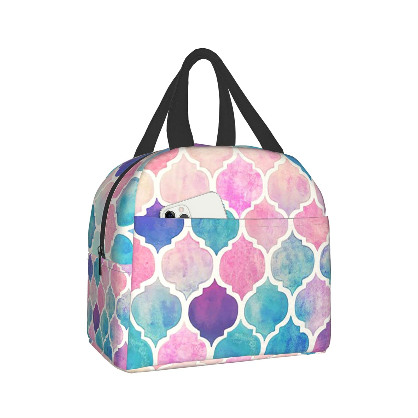 Insulated Lunch Bag for Women & Teens - Pink Mermaid Scale Design, Medium Size, Reusable & Portable for Work, School, Picnics & Outdoor Activities - Keeps Food Fresh & Cool
