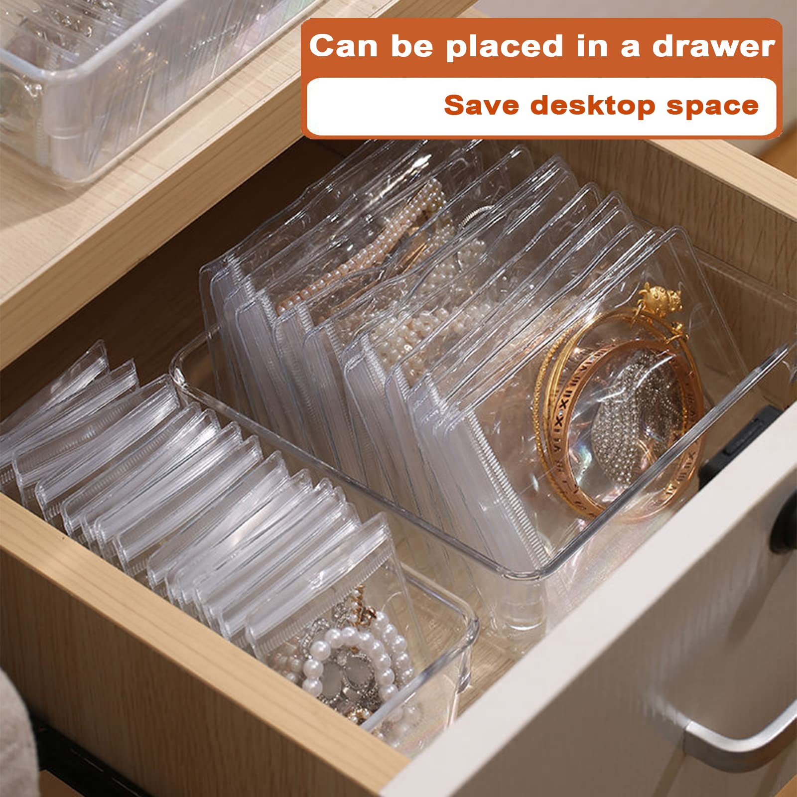Clear Acrylic Jewelry Organizer Box for Women - 15 Compartment Drawer with Individual Bags for Necklaces, Rings & Earrings | Portable Travel Storage Solution for Home, Office & Vacation