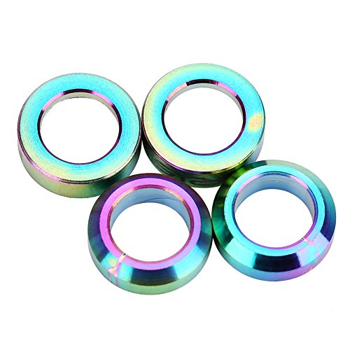 Dilwe 2 Pairs TC4 Titanium Headset Spacer & Front Brake Caliper Gasket Kit for Mountain Bike and Motorcycle - Durable Replacement Part for Smooth Braking Performance (Ideal for Off-Road Cycling and Motorcycle Maintenance)