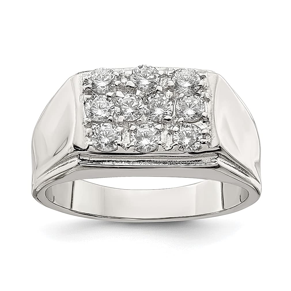 925 Sterling Silver Men's Cubic Zirconia CZ Ring - Elegant Fine Jewelry for Men, Gifts for Him, Dad, Husband - Perfect for Weddings, Anniversaries & Special Occasions
