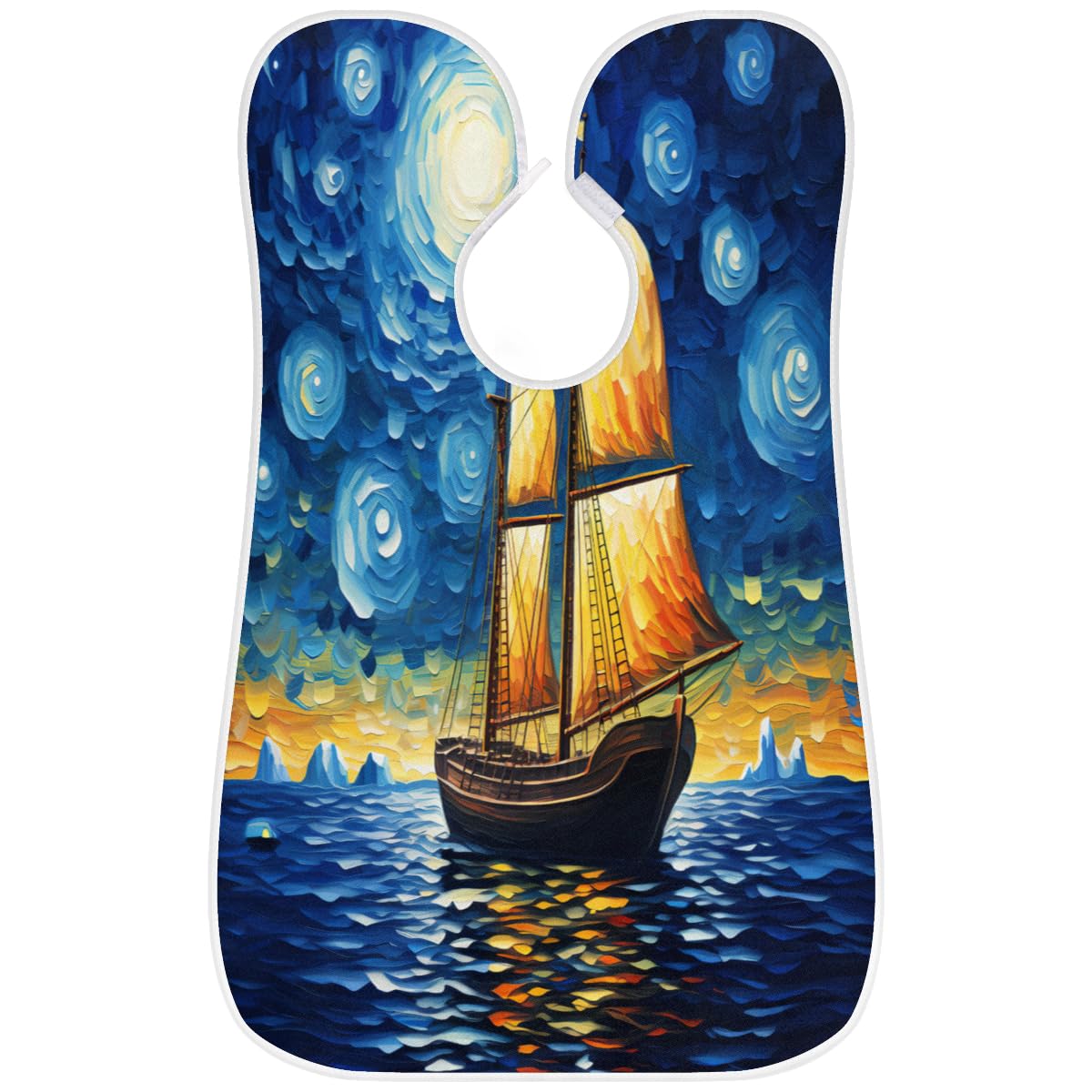 Sailboat Oil Painting Beard Shaving Bib for Men - Waterproof Barber Cape for Haircut, Makeup & Hair Dye - Artist & Salon Apron with Sink Protector - Perfect Gift for Barbers & Stylists (Great for Home Grooming & Professional Salon Use)