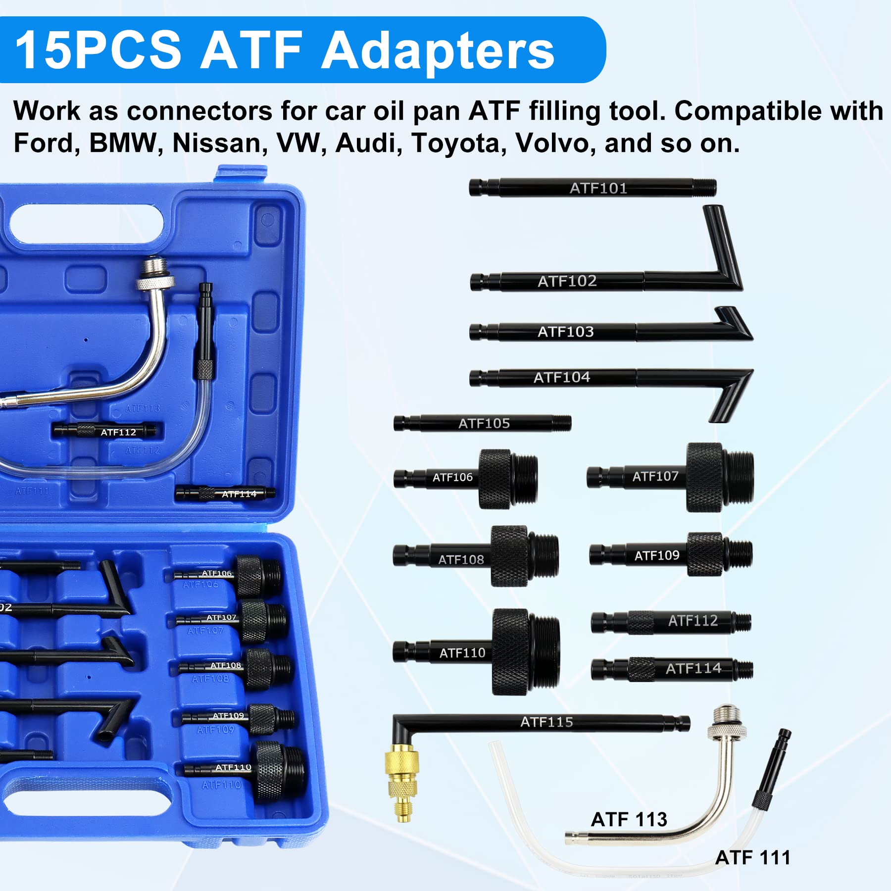 JoyFans 10L Pneumatic Transmission Fluid Pump Extractor & Dispenser - Gearbox Oil Transfer System with 15PCS ATF Adapters - Professional Refill & Evacuation Tool Kit for Most Garage Shop Vehicles - Ideal for Car Maintenance, Fluid Changes & Workshop Repairs