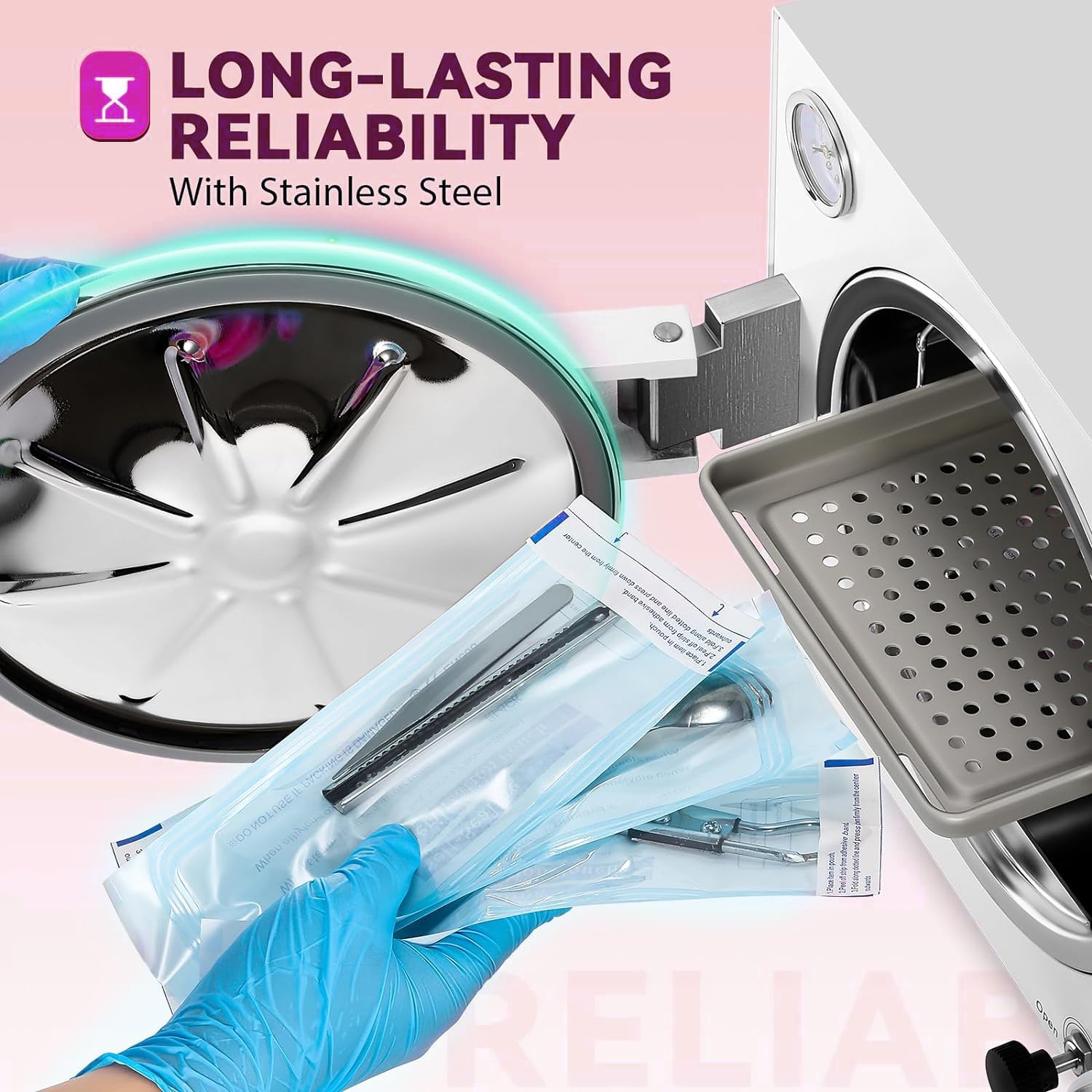 18L Benchtop Autoclave Sterilizer E218 - High Temperature Steam Sterilization with Digital Chip Control - Lab & Medical Equipment for Small Offices & Clinics - Fast US Shipping (Ideal for Dental Tools, Tattoo Equipment & Beauty Salon Sterilization)